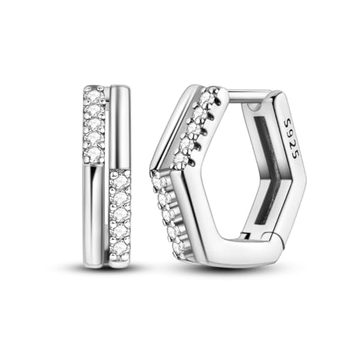 Silver Hexagon Earrings