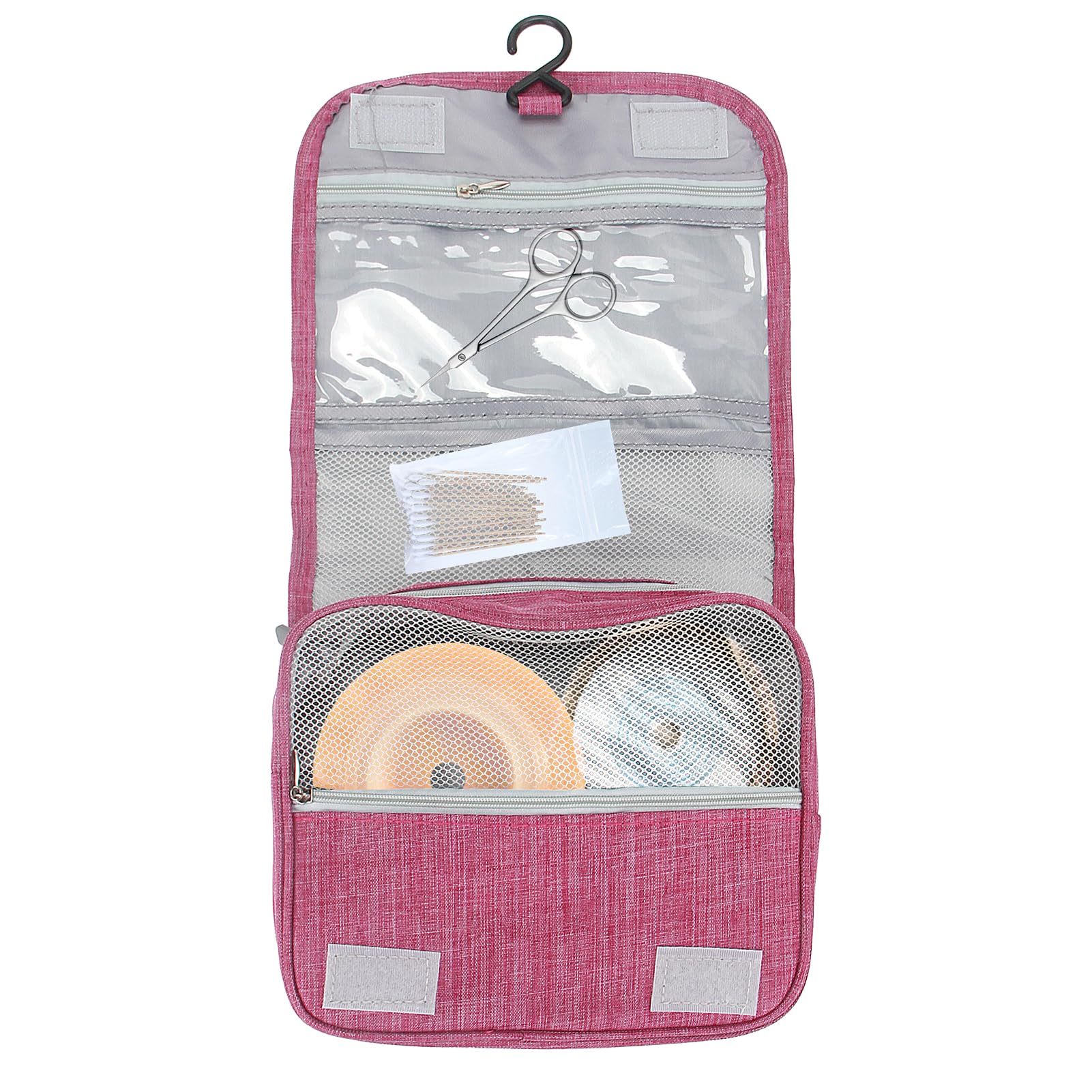 Ostomy Travel Bag - Waterproof Hanging Organizer for Colostomy, Ileostomy, Foley Catheter Supplies | Portable Medical Pouch for Hospital, Home, Camping (Rose Red)