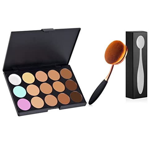 Glomic 15-Color Waterproof Concealer Palette with Brush - for Contouring & Highlighting