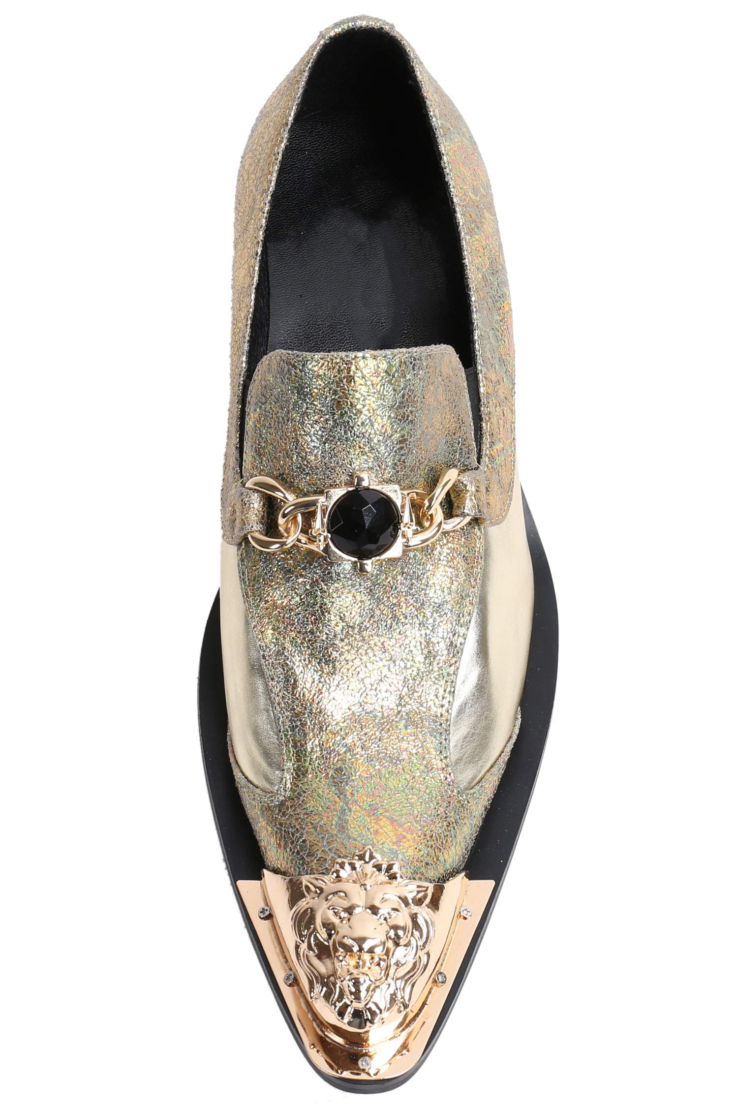 Santimon Men's Western Dress Loafers - Pointed Toe Leather Shoes with Rhinestone Buckle & Metal Tip | Formal & Casual Wear for Office, Parties & Special Occasions