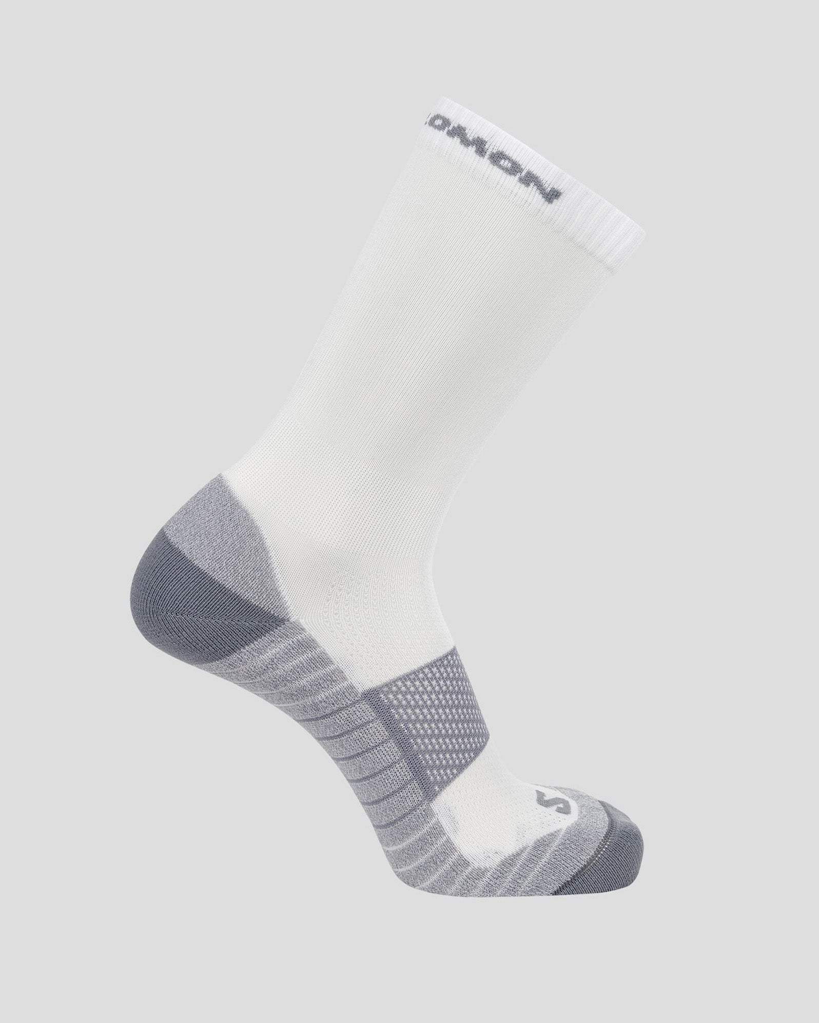 Salomon Aero Crew Socks - White/Quarry/Quiet Shade - Moisture-Wicking Hiking & Running Socks for Men & Women - Perfect for Outdoor Adventures & Athletic Performance