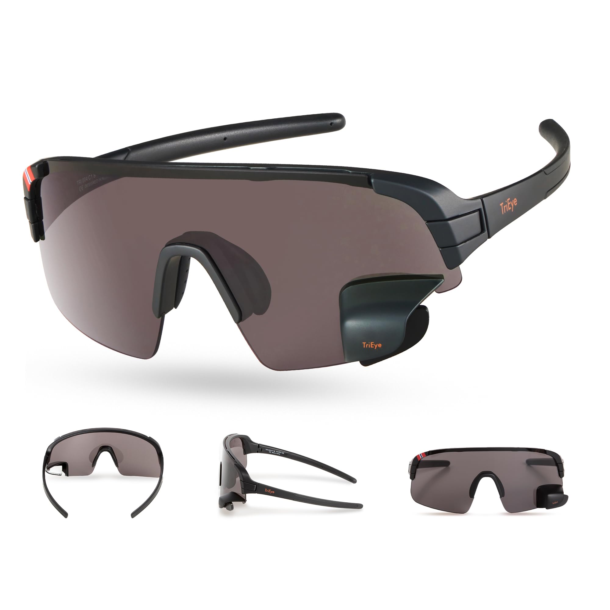 Cycling Sunglasses with Rear-View Mirror for Men & Women - UV400 Protection Sports Glasses for Road & Mountain Biking - Perfect for Cycling, Running & Outdoor Activities