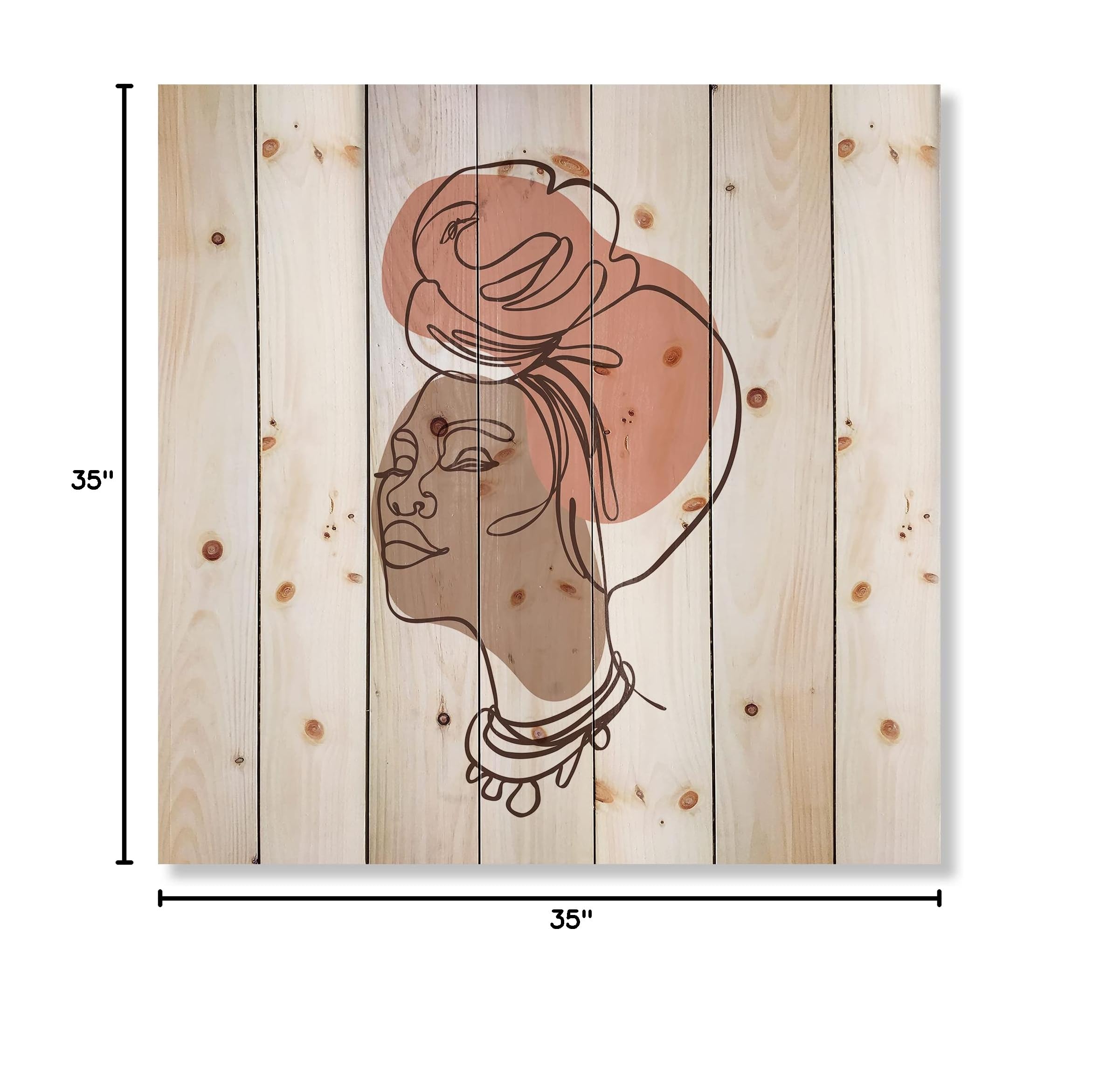 African American Woman Wood Wall Art - Modern Abstract Pine Decor for Living Room