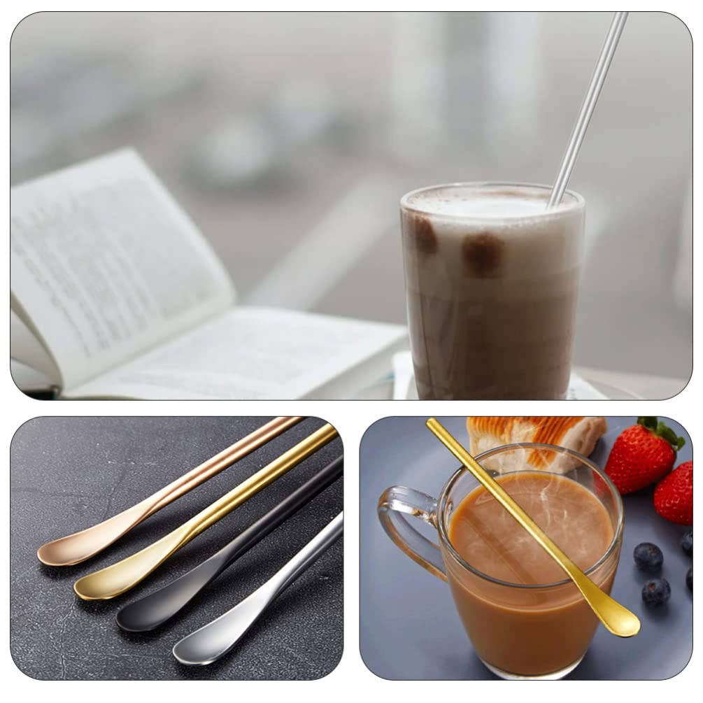 3-Piece Stainless Steel Cocktail Stirring Spoons - Multipurpose Dessert, Wine, Jam, Cake, Coffee & Ice Cream Spoons - Rust-Proof & Durable for Mixing, Serving & Entertaining