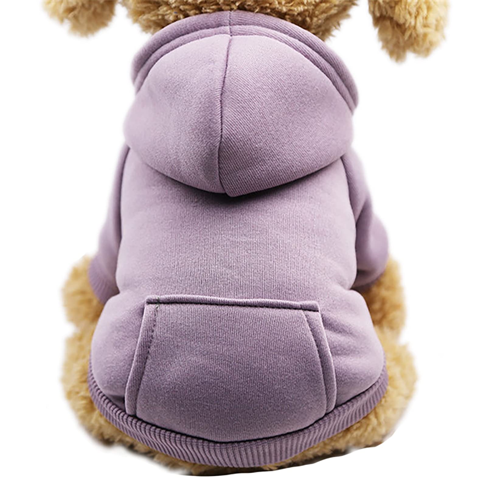 Small Dog Hoodie & Cat Winter Hooded Coat - Warm Pet Clothing with Pocket, Purple, Large - Perfect for Cold Weather Walks & Outdoor Adventures