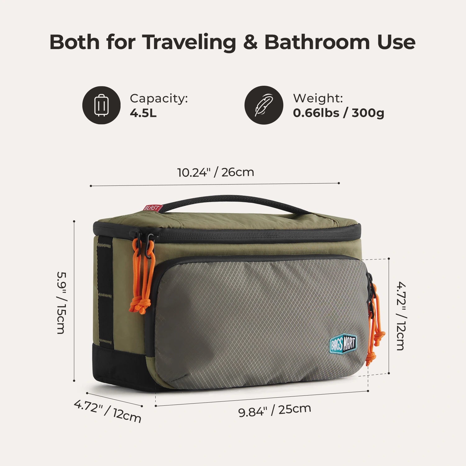 Blast 4.5L Hanging Toiletry Bag for Travel - Waterproof Cosmetic Organizer with Multiple Pockets for Bathroom Essentials | Perfect for Camping, Gym & Business Trips