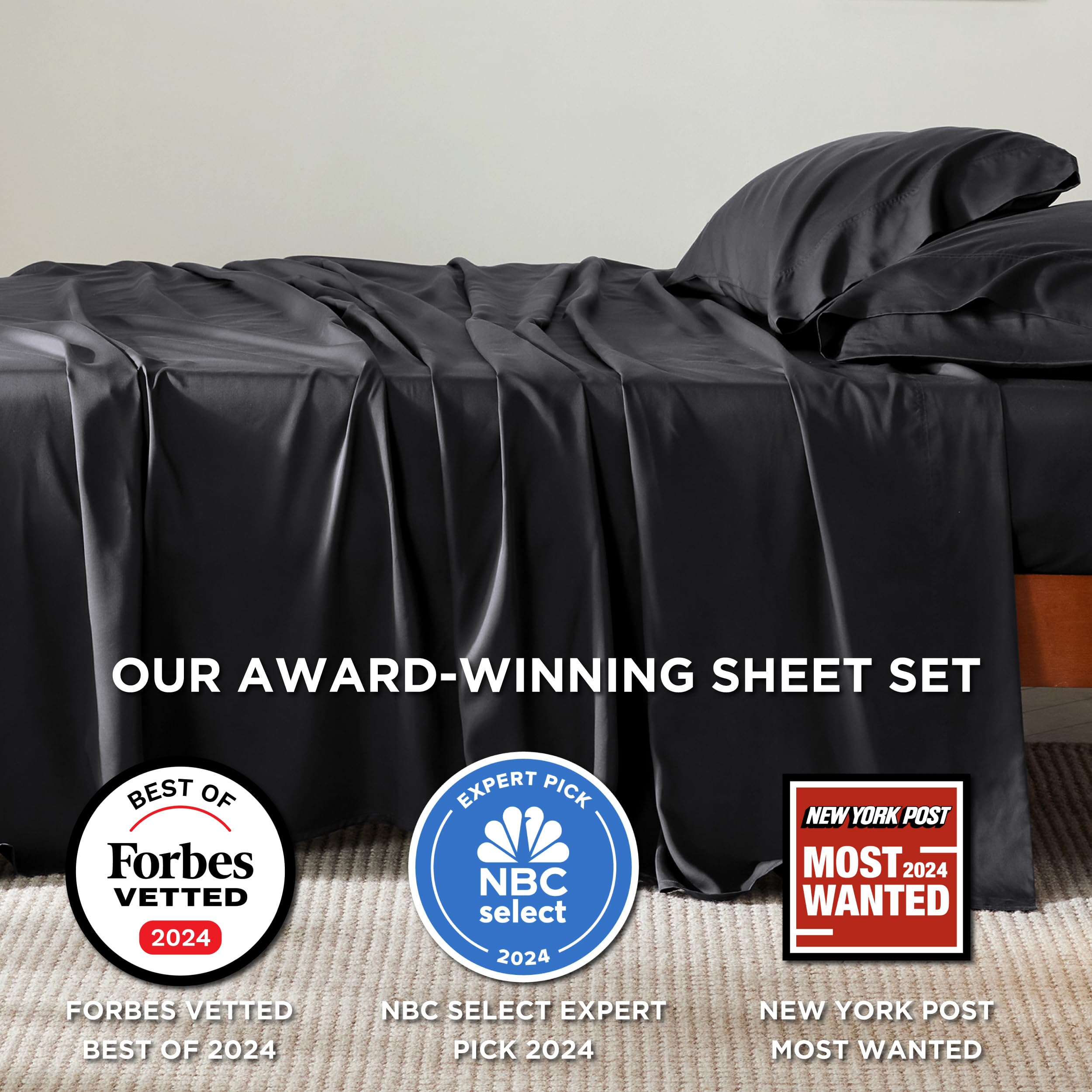Bedsure King Size Cooling Sheet Set - Rayon from Bamboo, Deep Pocket 16