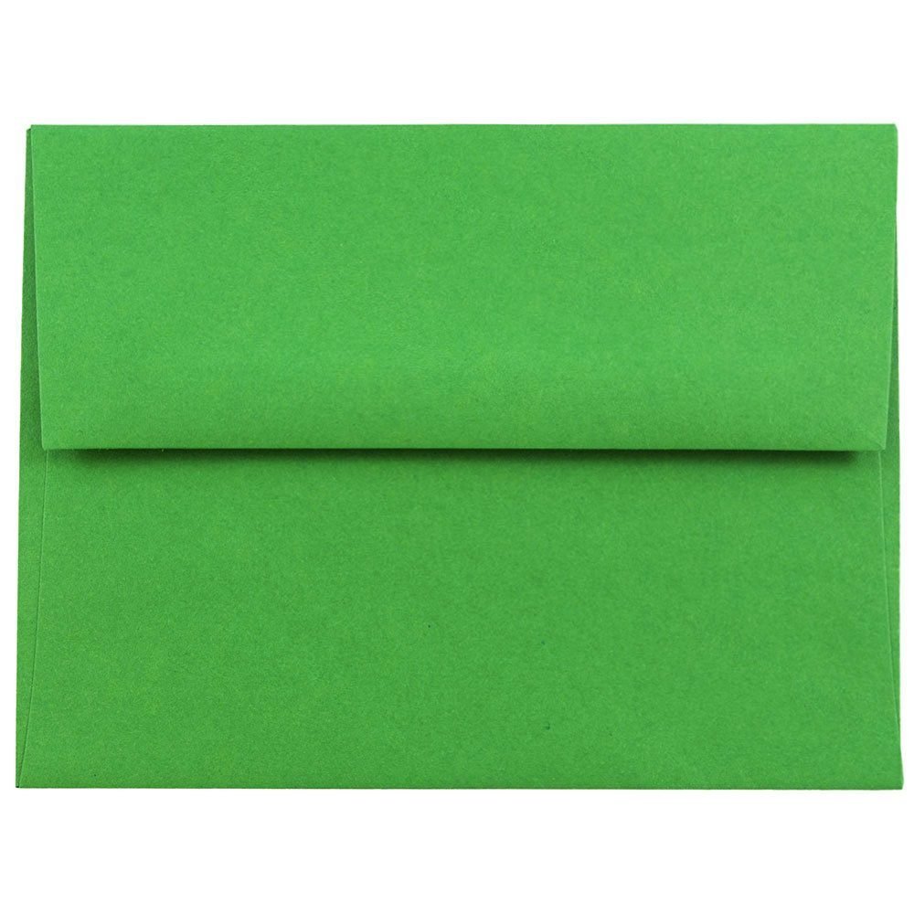 JAM PAPER A2 Colored Invitation Envelopes 4 3/8 x 5 3/4 Inches - 500 Pack Bulk Green Recycled Paper Envelopes for Wedding Invitations, Greeting Cards, Business Correspondence & Party Invites