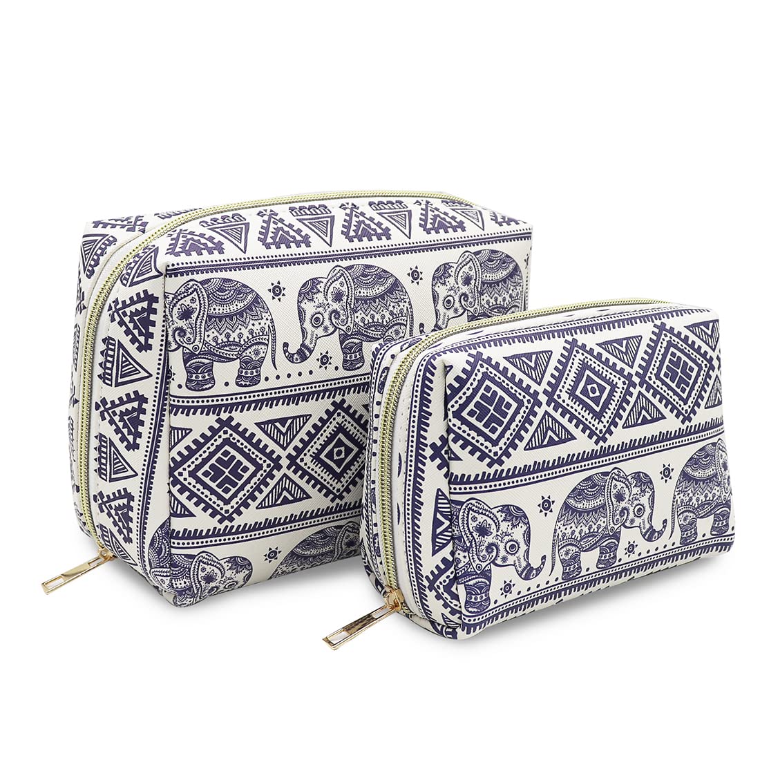 FITINI Large Makeup Bag with Zipper - Elephant Print Travel Cosmetic Organizer for Women | Perfect for Toiletry Storage, Travel Essentials & Daily Beauty Routine