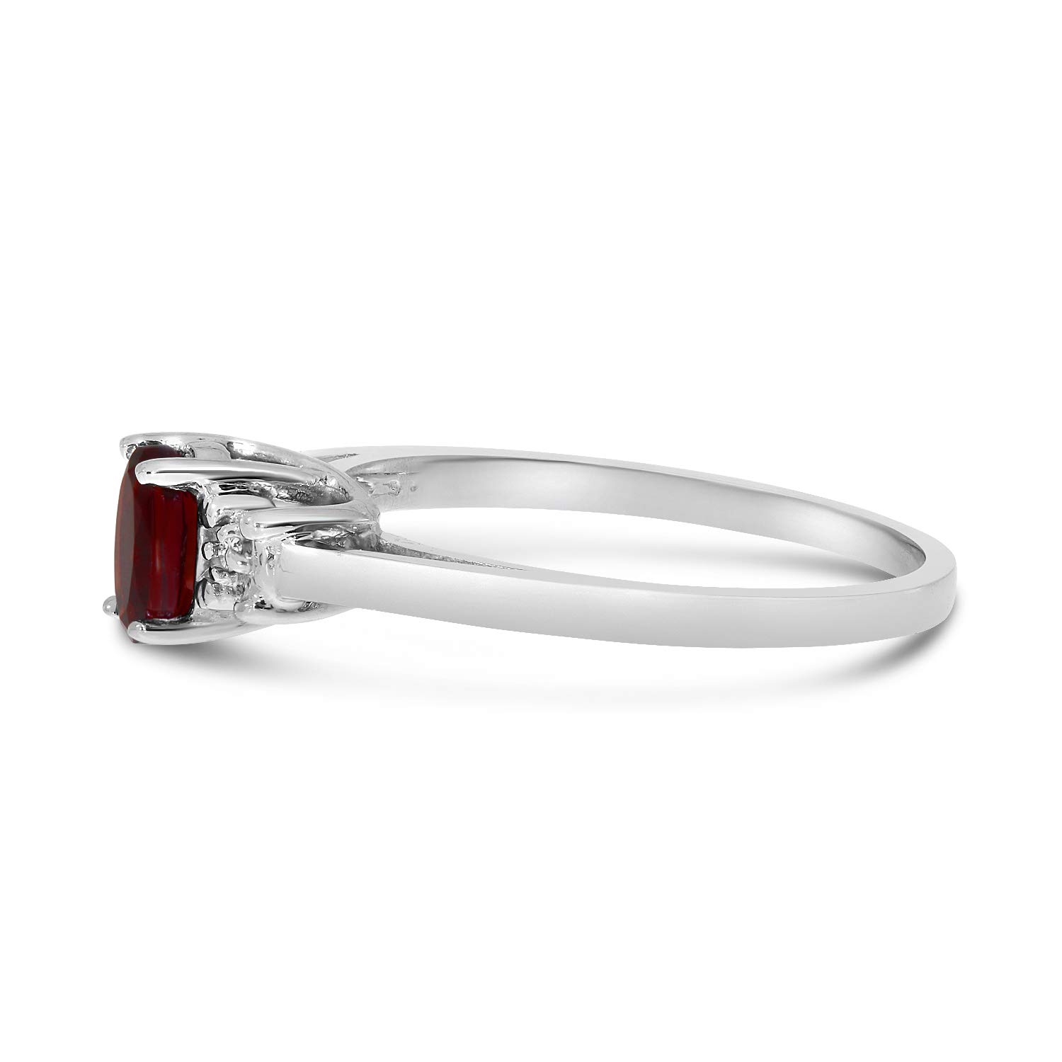 14K White Gold Oval Garnet and Diamond Ring for Women - Elegant Birthstone Jewelry Gift for Anniversary, Engagement, or Special Occasions