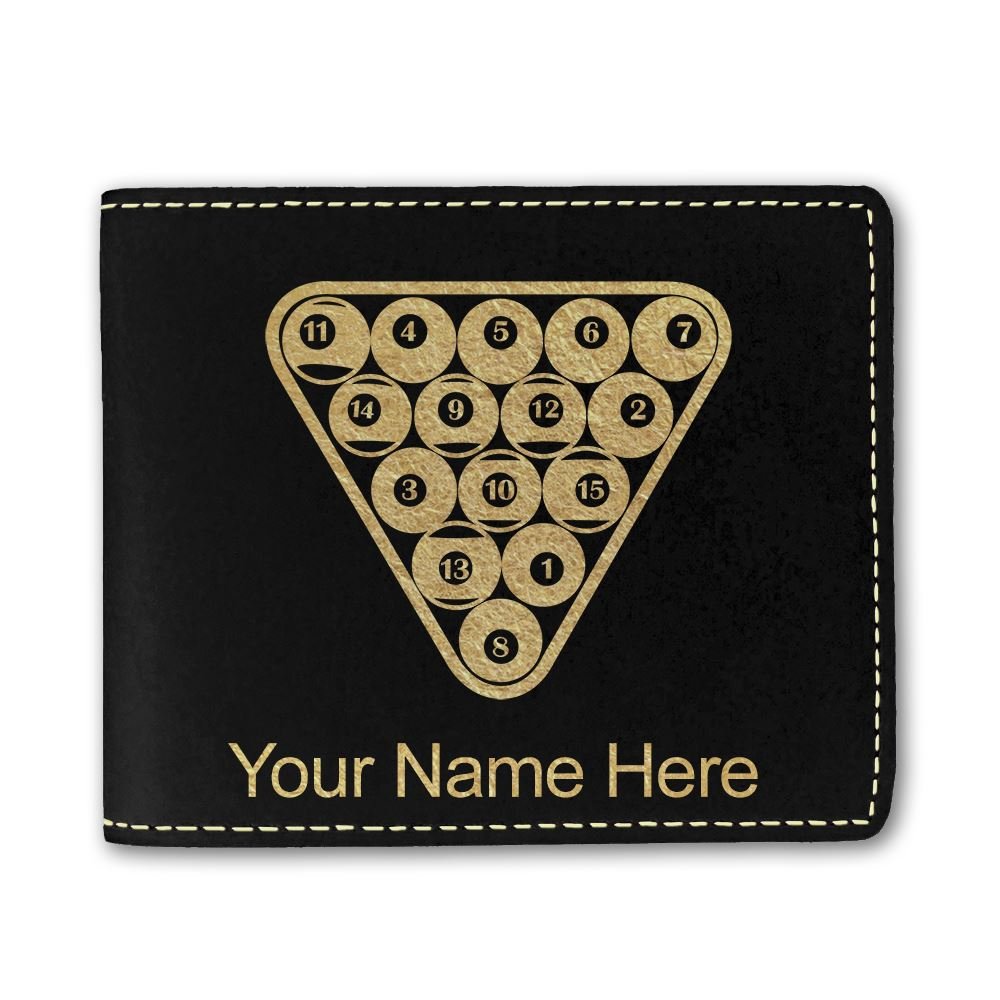 Genuine Faux Leather Wallet with Billiard Balls Design - Custom Personalized Engraving Included | Perfect Gift for Men & Women, Ideal for Casino Nights, Pool Parties & Everyday Use