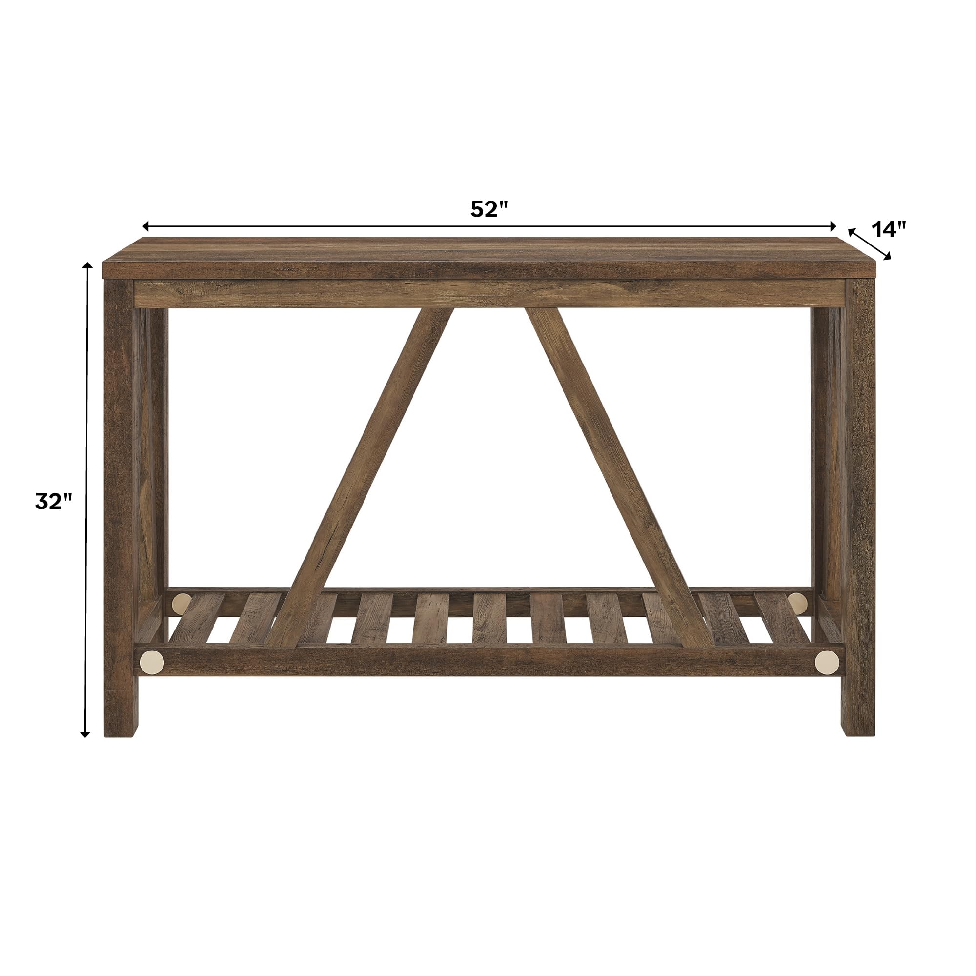 Walker Edison 52 Inch Modern Farmhouse Entryway Table - Rustic Oak Finish Accent Table for Living Room, Hallway & Foyer - Perfect for Home Decor & Storage