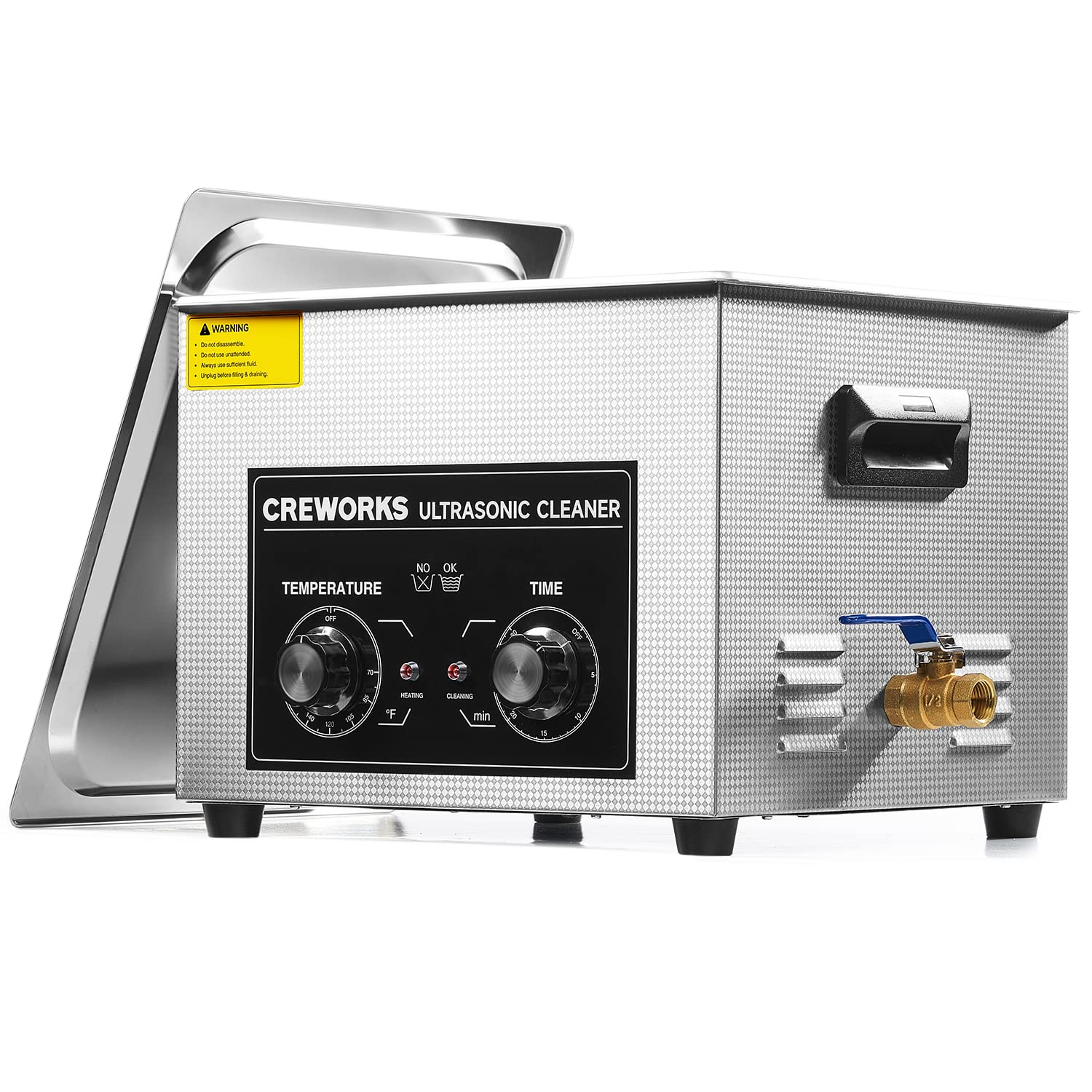 CREWORKS 15L 760W Professional Ultrasonic Cleaner with Digital Display & Heater - Industrial Auto Cleaning Machine for Carburetor, Tools, Jewelry, Glasses - Perfect for Home Workshop, Repair Shop & Dental Lab Use