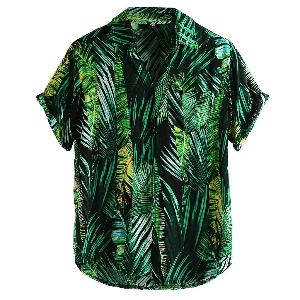 Men's Hawaiian Shirt Short Sleeve Casual Button Down Beach Shirt - Loose Fit Floral Printed for Summer Vacation, Pool Party, Luau & Tropical Getaways
