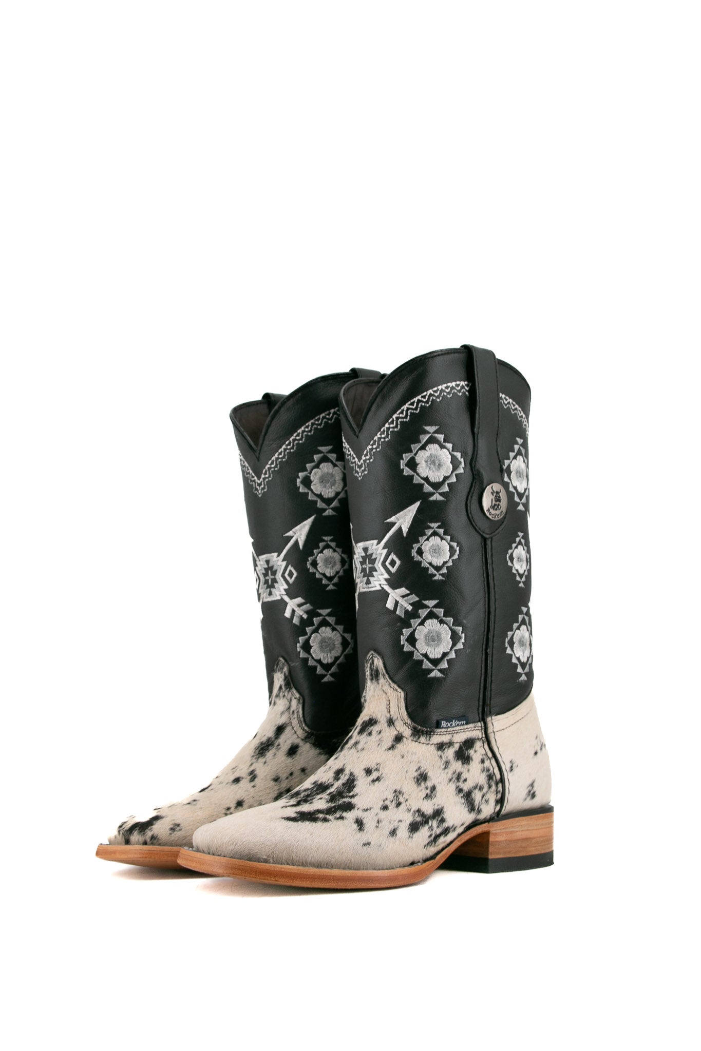 Women's Square Toe Cowhide Cowgirl Boots - Size 8, Western Style Ankle Boots for Country Dancing & Rodeo (FINAL SALE)