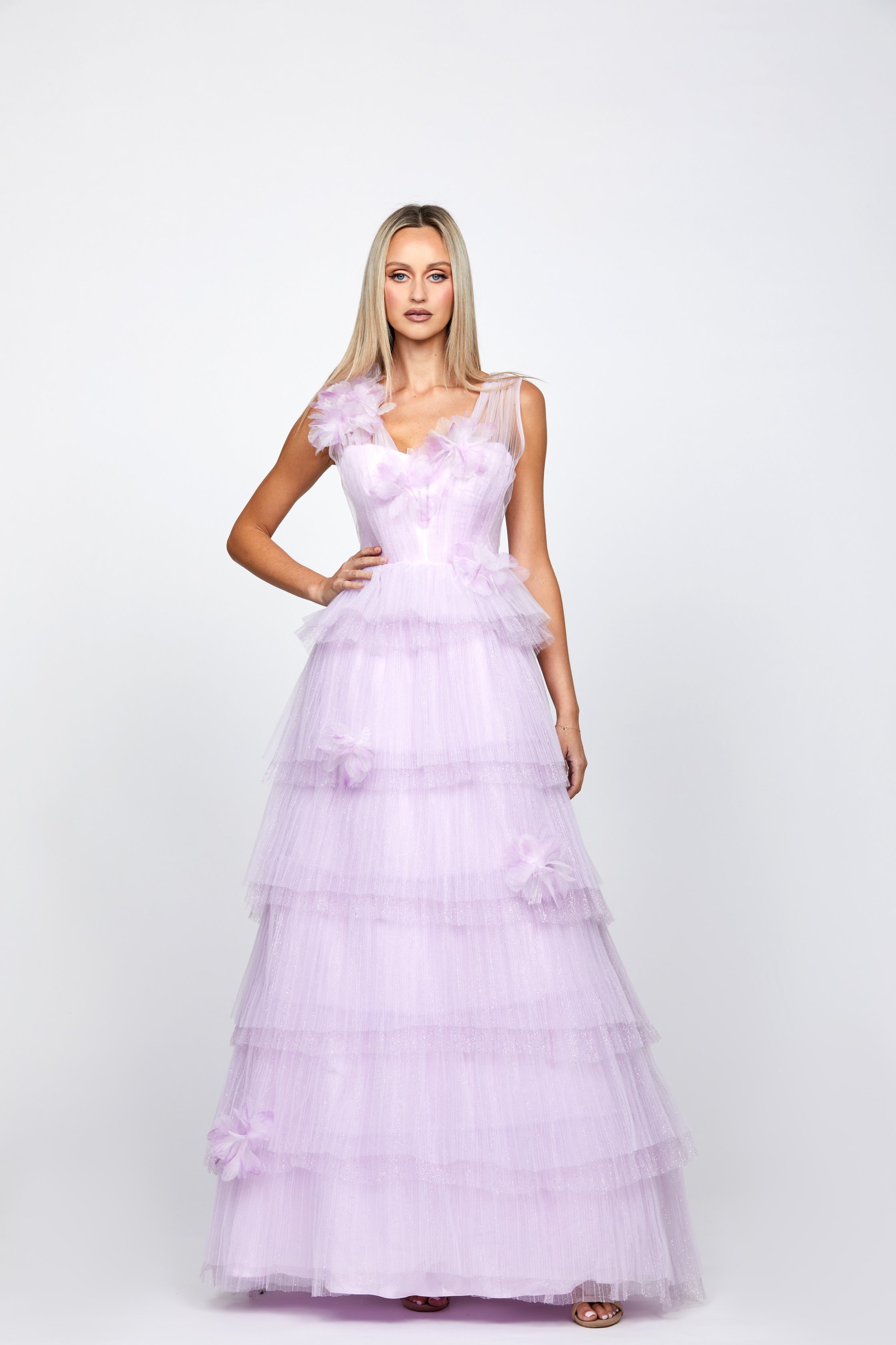 Dorothy Tiered Glitter Ball Gown for Women - Elegant Sparkly Prom Dress, Formal Evening Gown, Quinceañera, Wedding Guest Dress - Perfect for Prom, Homecoming, Pageants, and Special Occasions