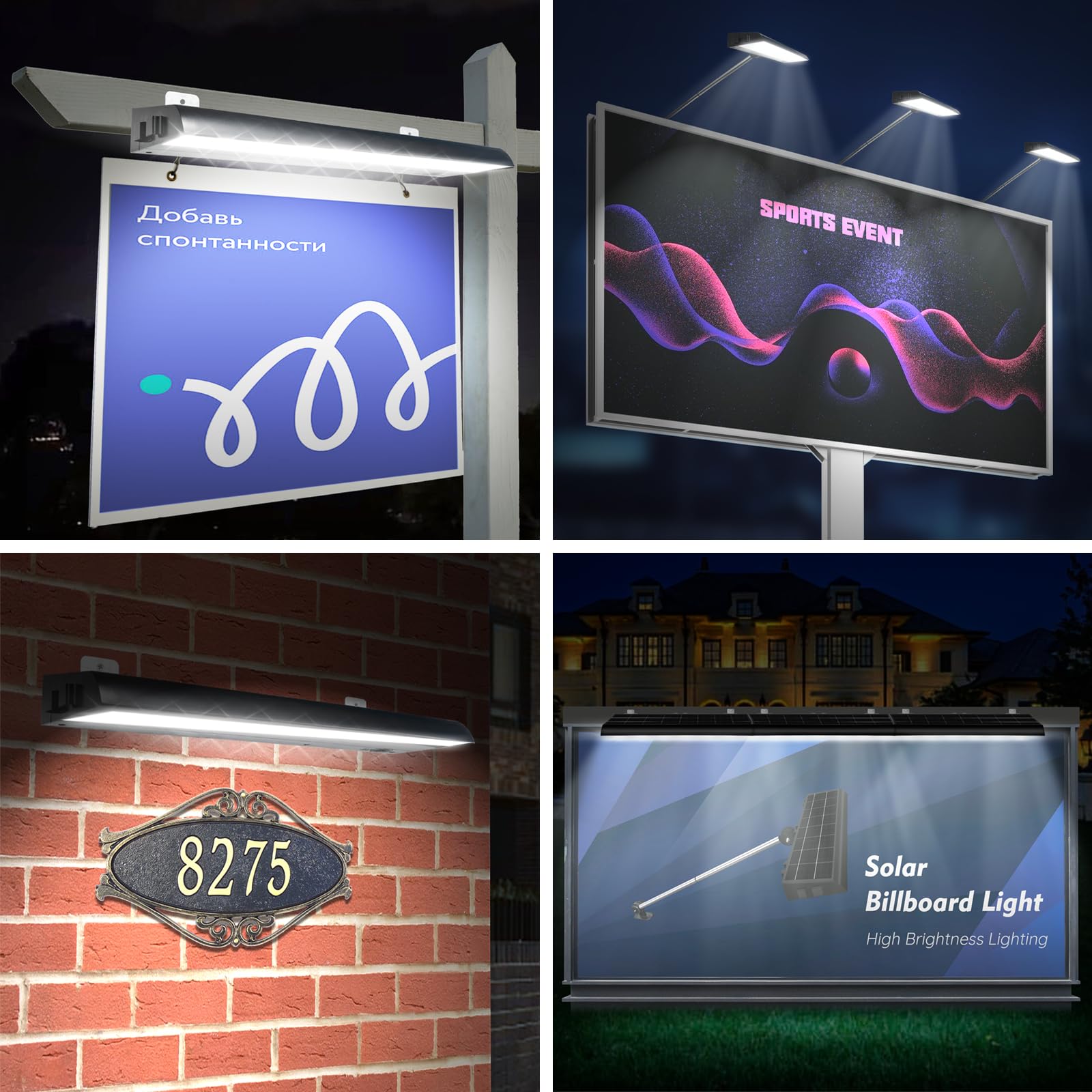 Etzeaxus 232 LED Solar Sign Light - 1200 Lumen Outdoor Billboard Lighting with 8000mAh Battery for Business, Real Estate, Shops & Commercial Signs | Weatherproof Solar-Powered Signage for Bus Stops, HOA, Highway Signs & Storefronts
