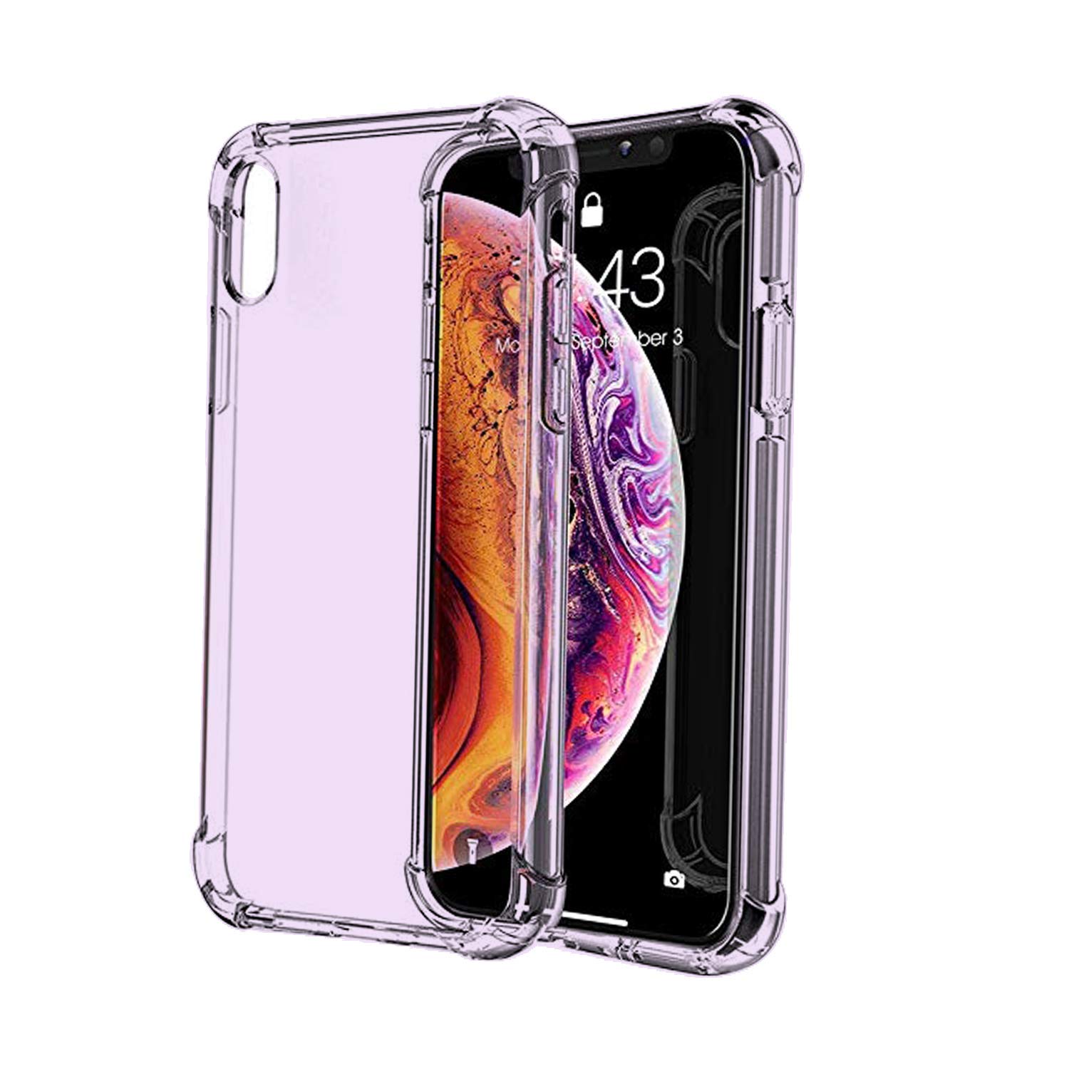 iPhone X Case & iPhone Xs Case - Slim TPU Clear Protective Cover with Bumper | Transparent & Colorful Options | Perfect for Everyday Protection & Style (Purple)