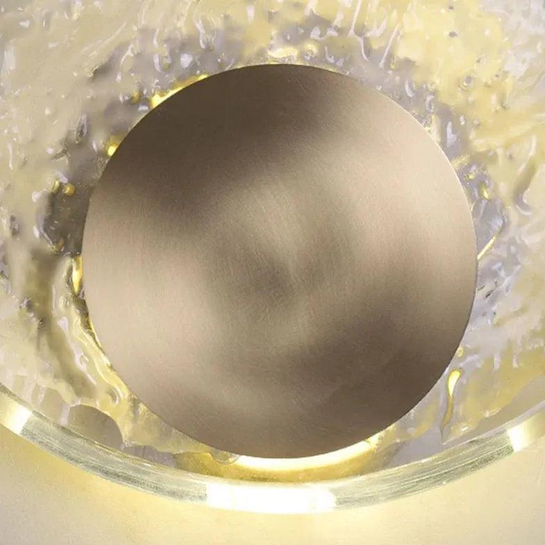 Ripple Crystal Round Gold Wall Lights - Elegant Modern Sconces for Living Room, Bedroom, and Hallway Lighting