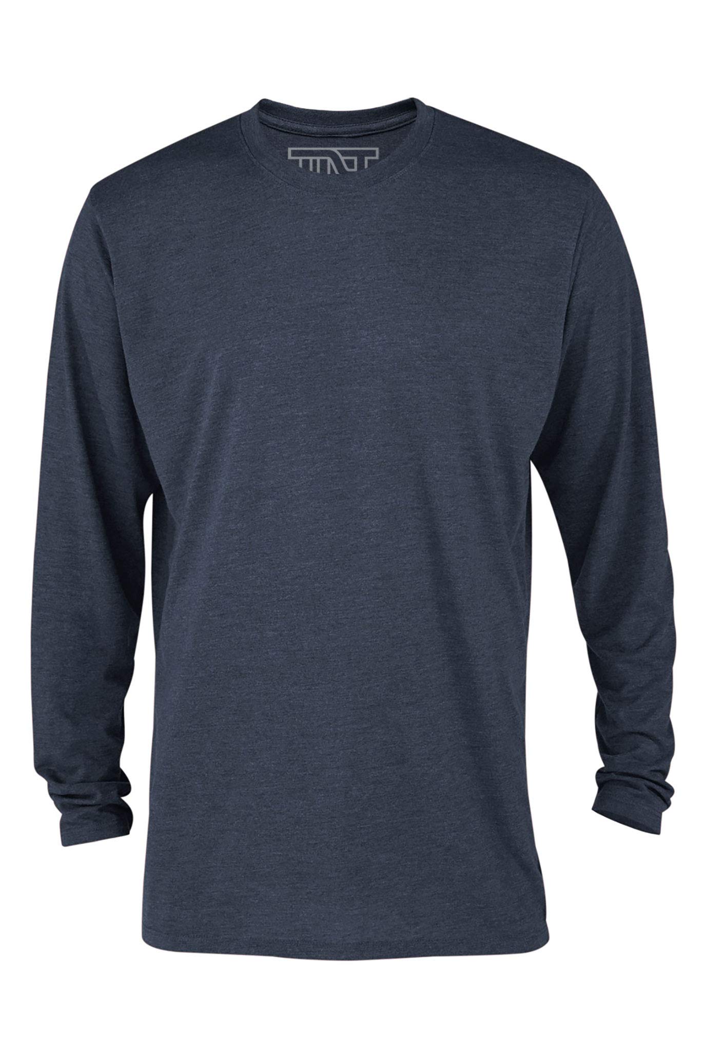 TNT Men's Long Sleeve Casual Tri-Blend T-Shirt - Soft Comfort Fit Crewneck Tee for Everyday Wear, Work & Outdoor Activities