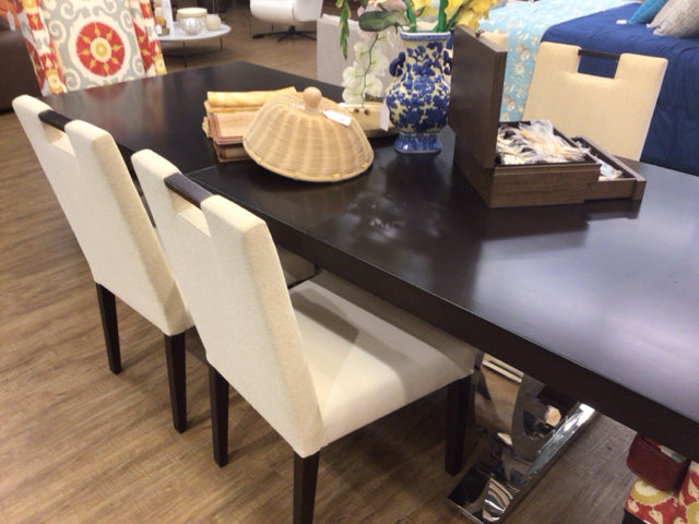 Set of 4 Modern Fabric & Vinyl Dining Chairs - Comfortable Upholstered Kitchen Chairs for Dining Room, Restaurant or Cafe Use