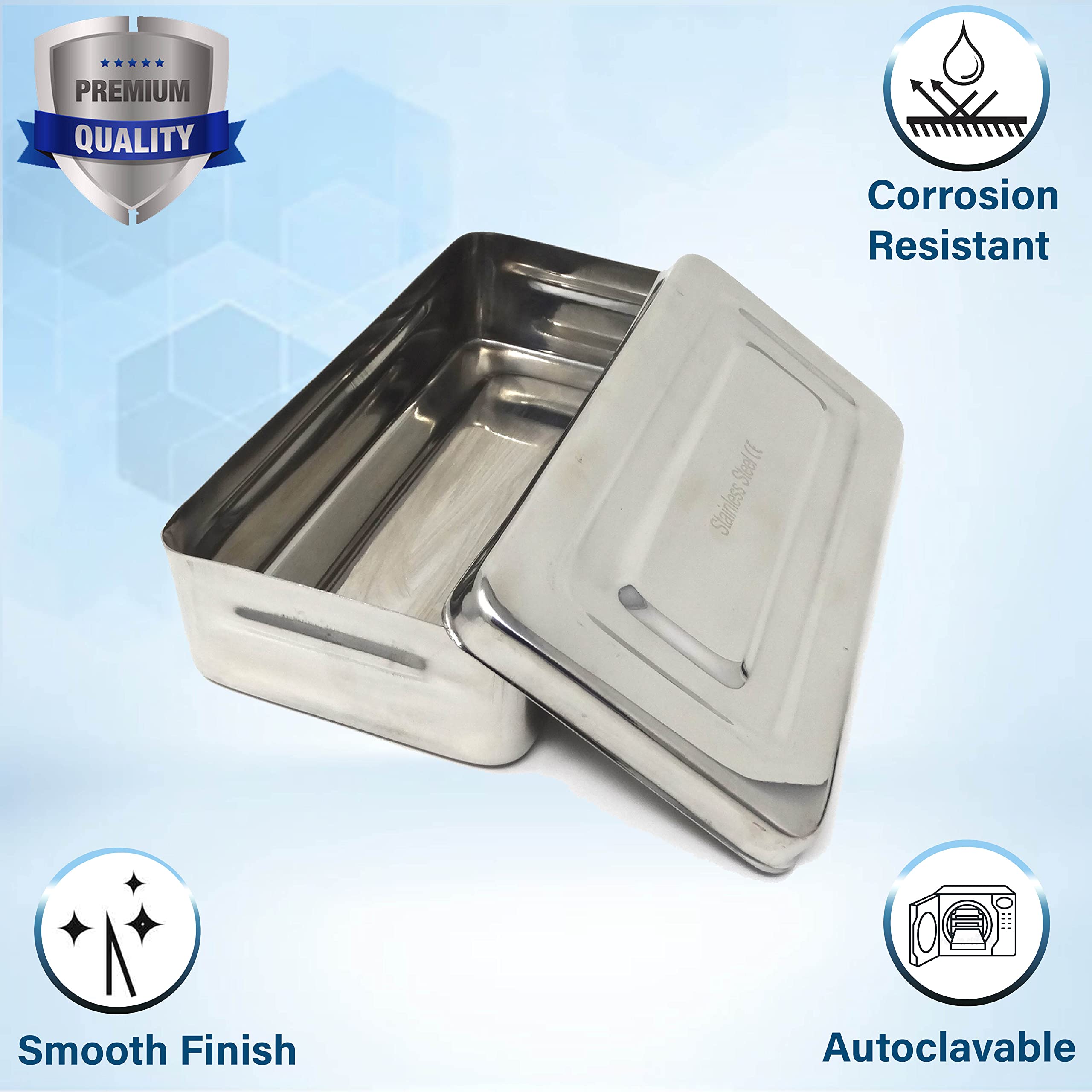 Premium Stainless Steel Dental Sterilizer Box - 8.5