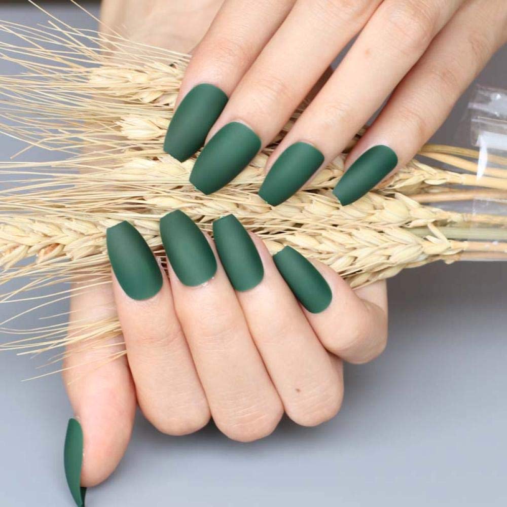 HUJL 24pcs False Nails - Fashion Solid Color Matte Ballet Fake Nails for Women, Easy to Apply & Reusable, Perfect for Parties, Weddings, and Daily Wear