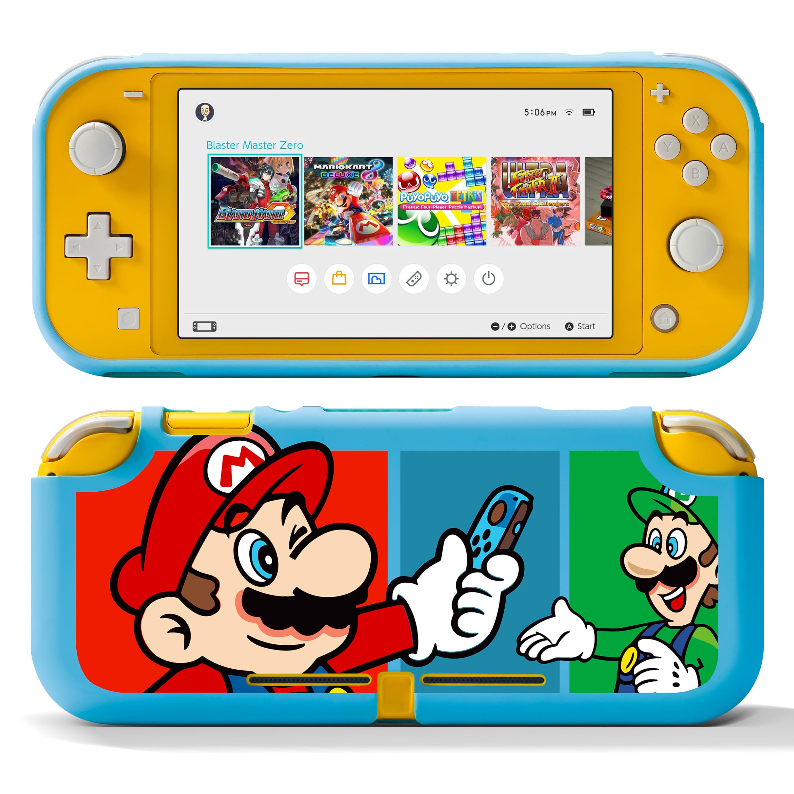 **Xcitifun Soft TPU Protective Case for Nintendo Switch Lite - Cute Kawaii Cartoon Character Cover for Girls, Boys & Kids (Blue Brother) | Shockproof & Scratch-Resistant Shell for Gaming & Travel**