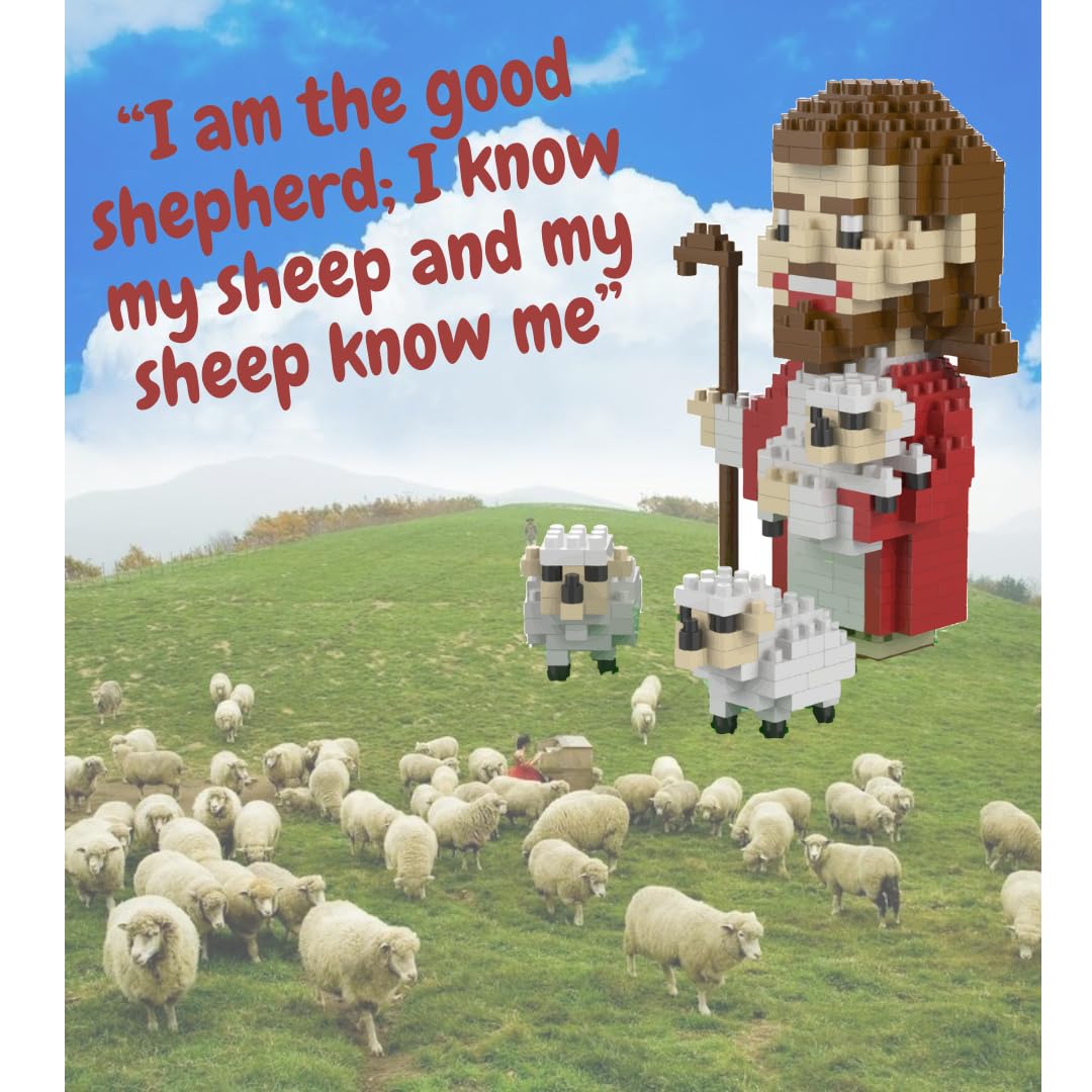 Jesus Christ Building Blocks Set - 589PCS Bible Story The Good Shepherd Mini Figurine, Nativity Christmas Gift for Kids & Adults (Ages 14+), 3.3x3.14x4.44inch - Perfect for Sunday School, Christmas Party Favors & Christian Family Activities