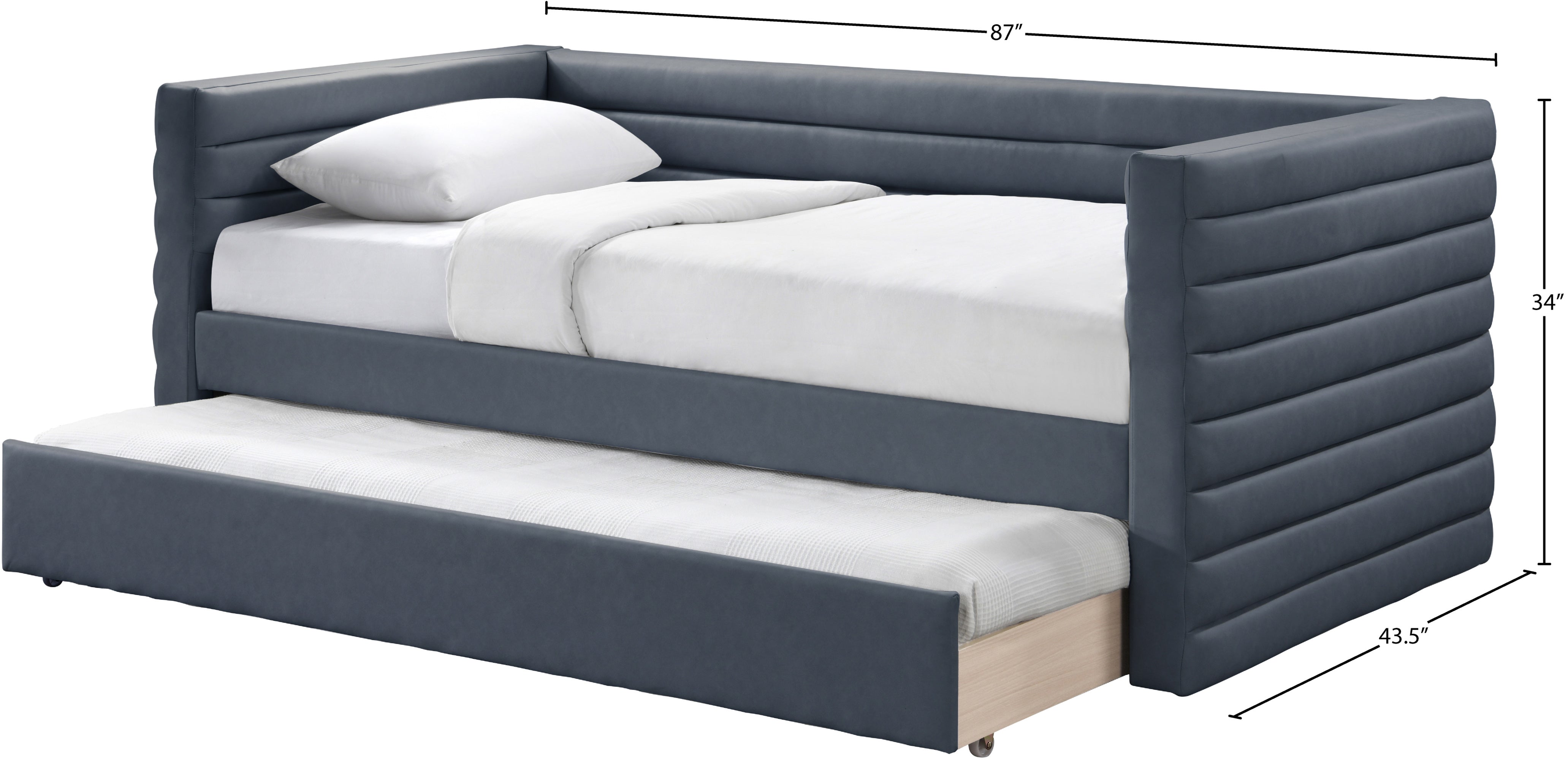 Beverly Vegan Leather Daybed - Modern Faux Leather Sofa Bed for Living Room, Guest Room & Small Spaces | Comfortable Sleeper Couch with Premium PU Leather