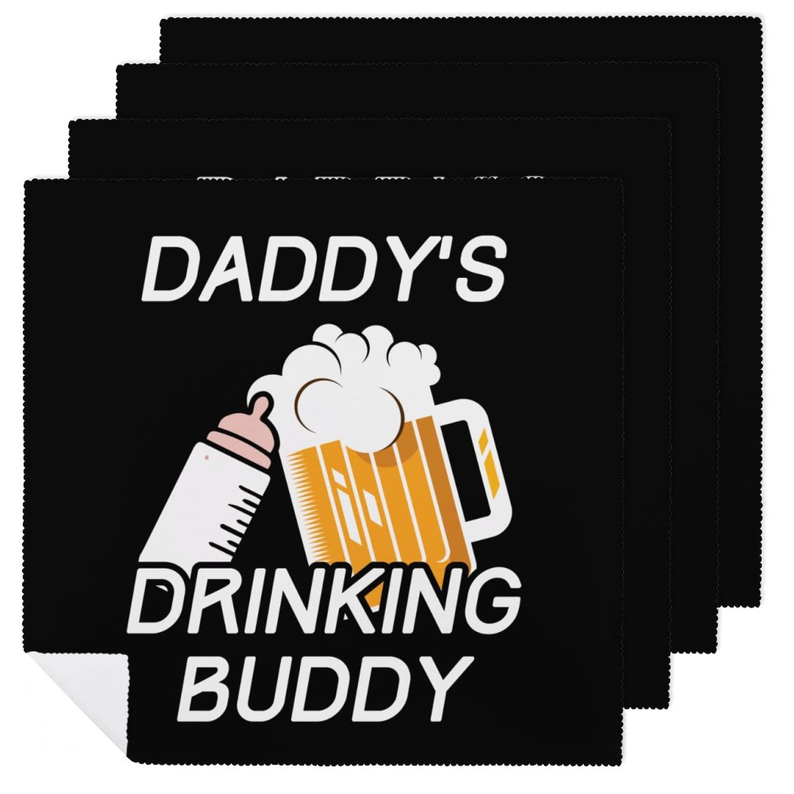 Daddy's Drinking Buddy Cloth Napkins - Washable, Soft & Reusable Table Linen for Everyday Use - Durable Cotton Napkins for Dining, BBQ, Parties & Home Decor