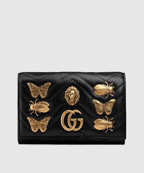 Gucci GG Marmont Continental Wallet with Animal Studs - Black Leather Designer Wallet for Women | Perfect for Everyday Use, Parties & Gift Giving