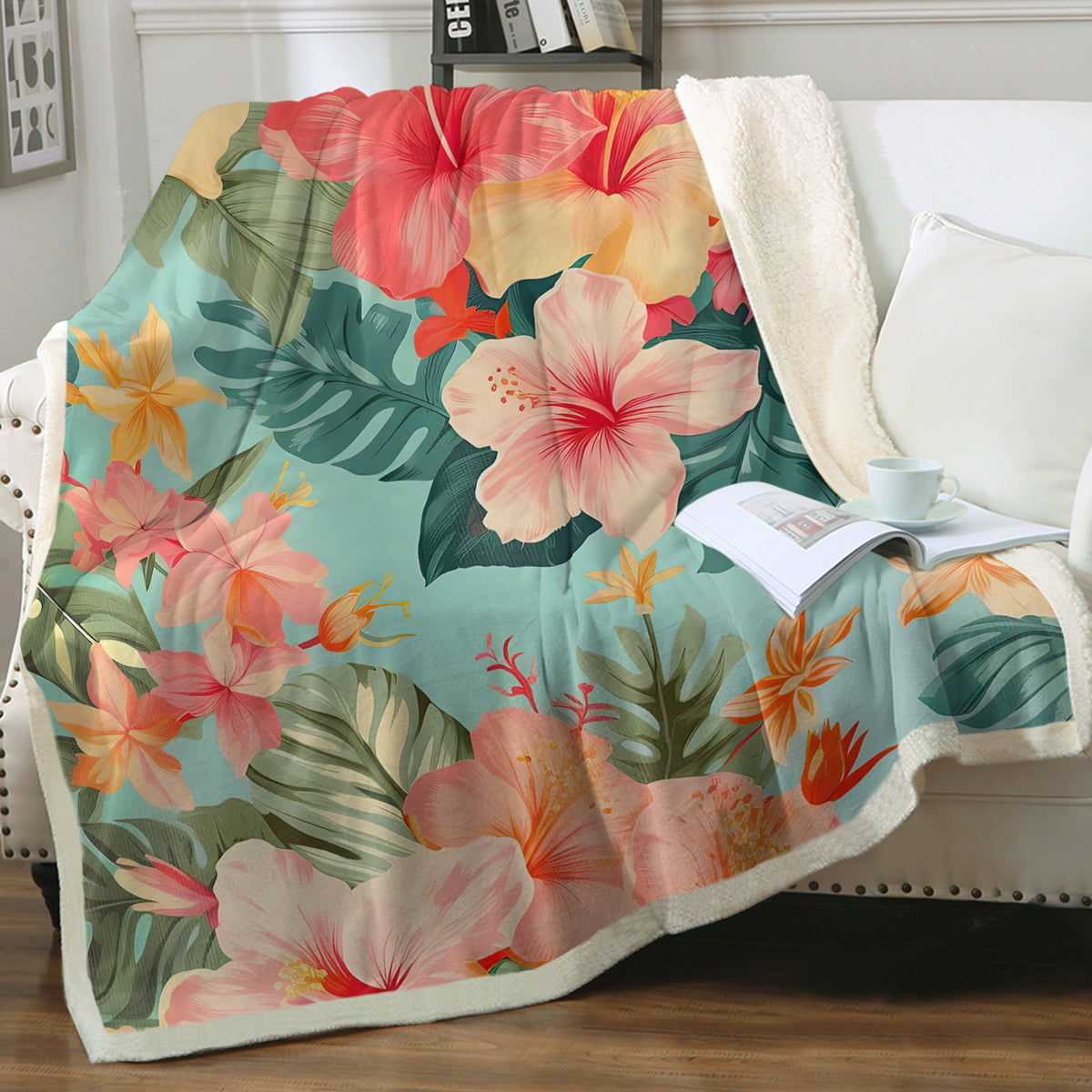 Premium Hibiscus Passion Bedspread Blanket - Soft Floral Queen Size Blanket for Bed, Couch & Sofa - Lightweight & Breathable for All Seasons - Perfect for Home Decor, Gifts & Cozy Nights