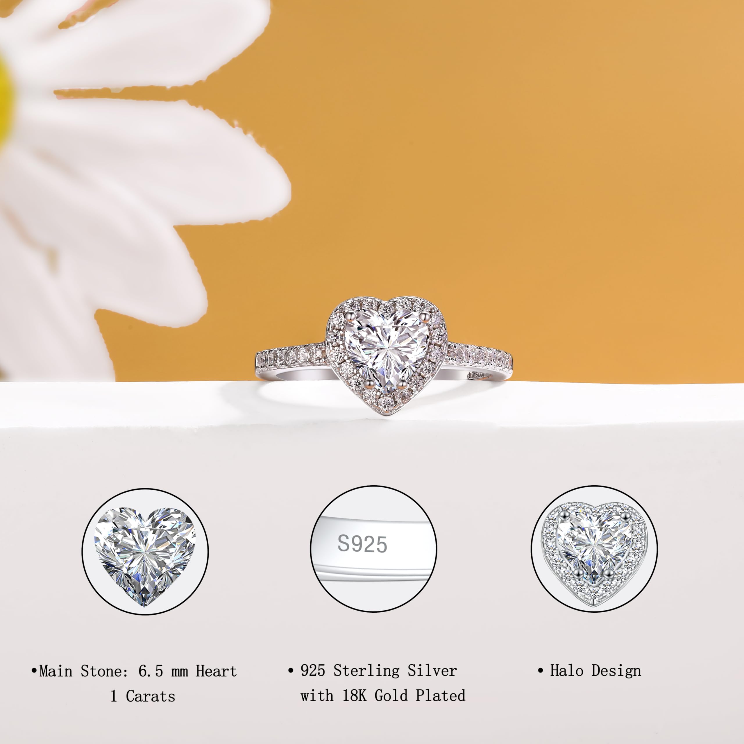 Moissanite Engagement Ring for Women - Sterling Silver D Color VVS1 Moissanite Wedding Band - Perfect Promise Ring for Her - Ideal for Proposals, Anniversaries & Special Occasions
