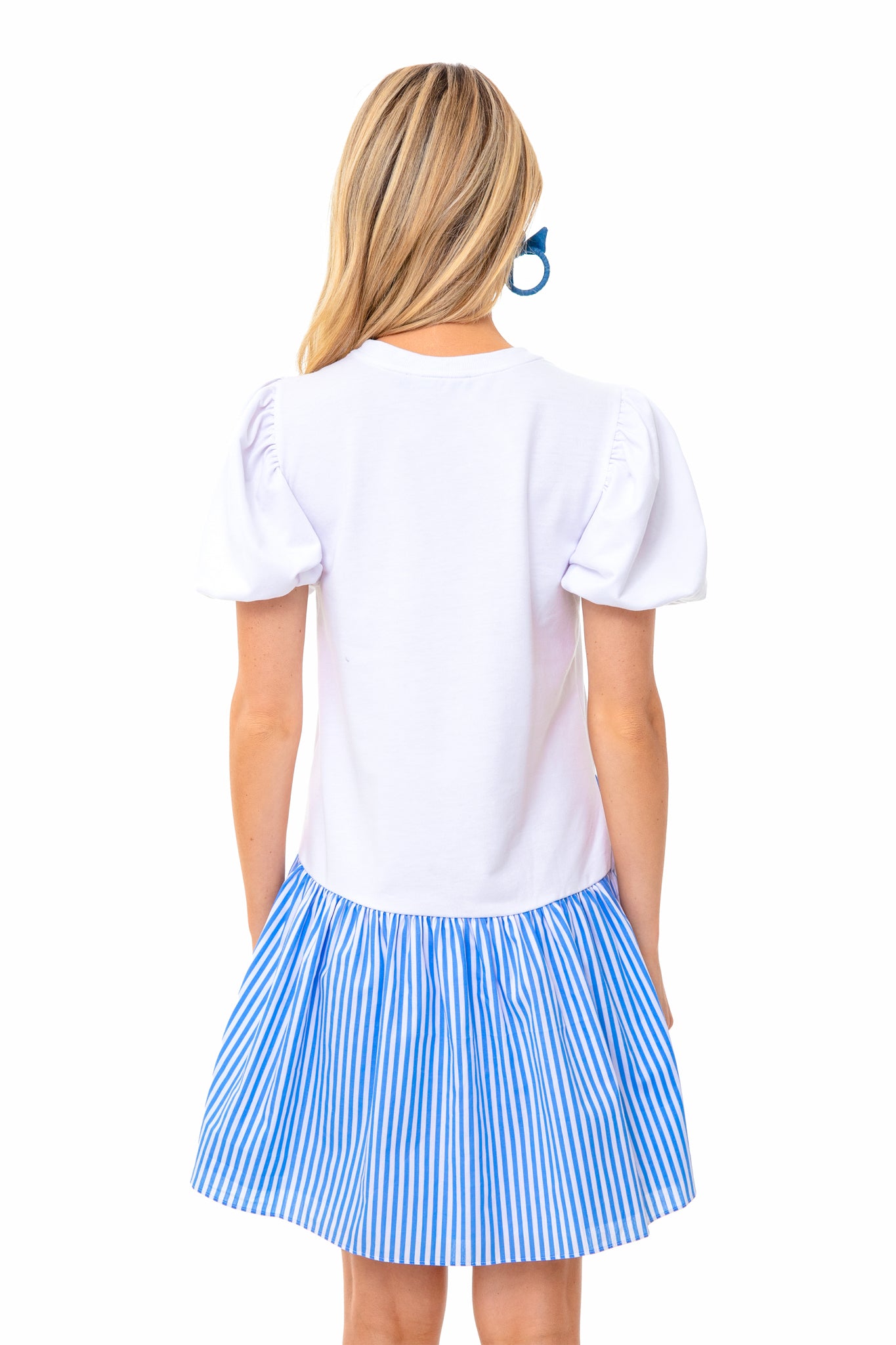 Blue Stripe Roxy Dress for Women - Summer Beach Party & Casual Wear | Flowy Comfort Fit Dress with Striped Design