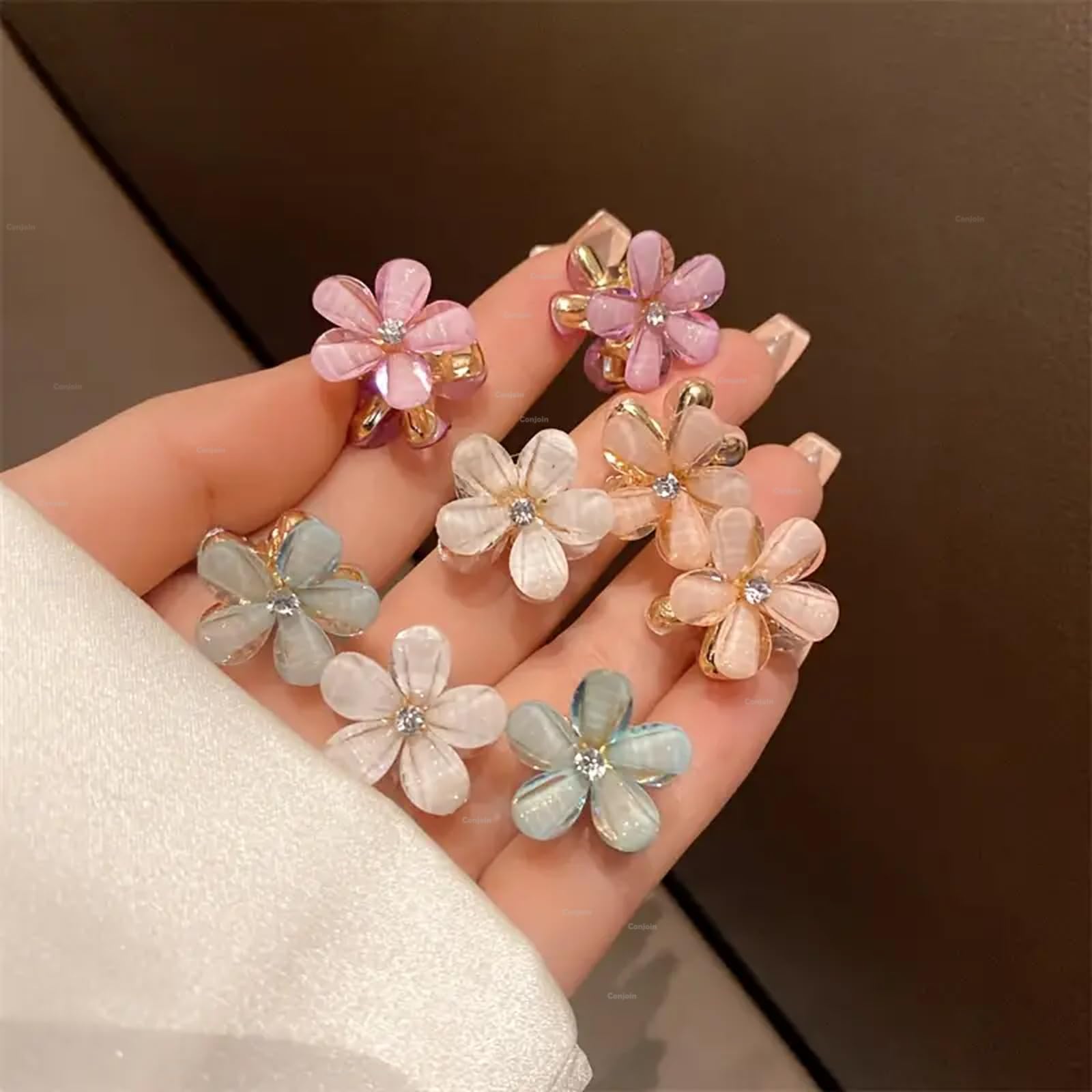 Crystal Rhinestone Hair Claw Clips for Women & Girls - Non-Slip Grip for Thick Hair - Flower Design Hair Clips Set - Perfect for School, Work, and Special Occasions