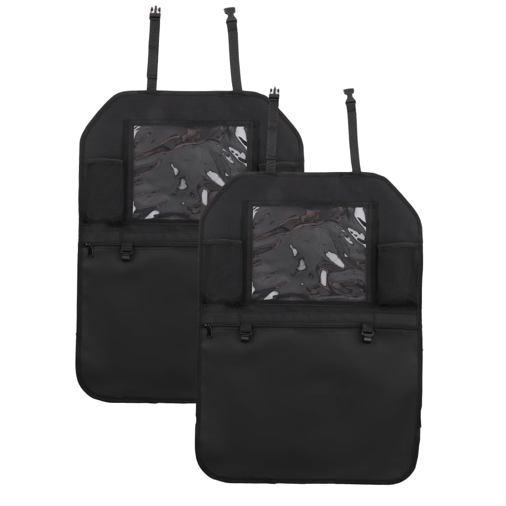 Enovoe 2-Pack Kick Mats Back Seat Protectors for Cars - Waterproof Car Seat Cover with Zipper Storage Pocket & Tablet Holder - 18
