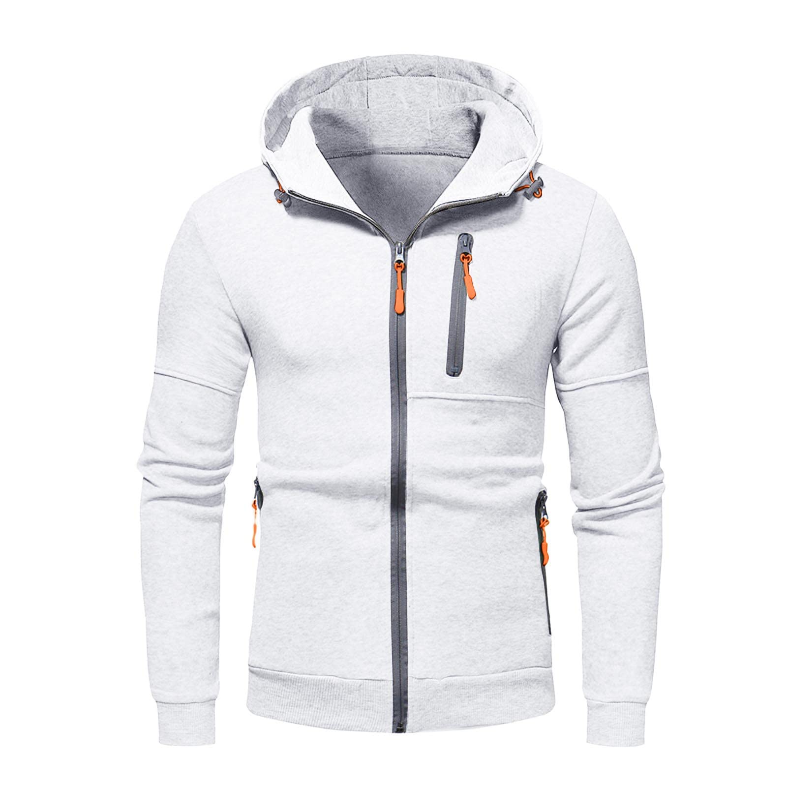 Men's Slim Fit Zip-Up Hoodie with Kangaroo Pocket for Casual Wear
