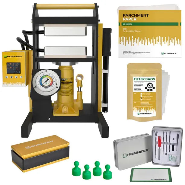 Rosineer Mighty 10 - 10 Ton Manual Rosin Press Kit with Pre-Press Mold & Parchment Paper - Perfect for Home DIY Rosin Extraction & Concentrate Making