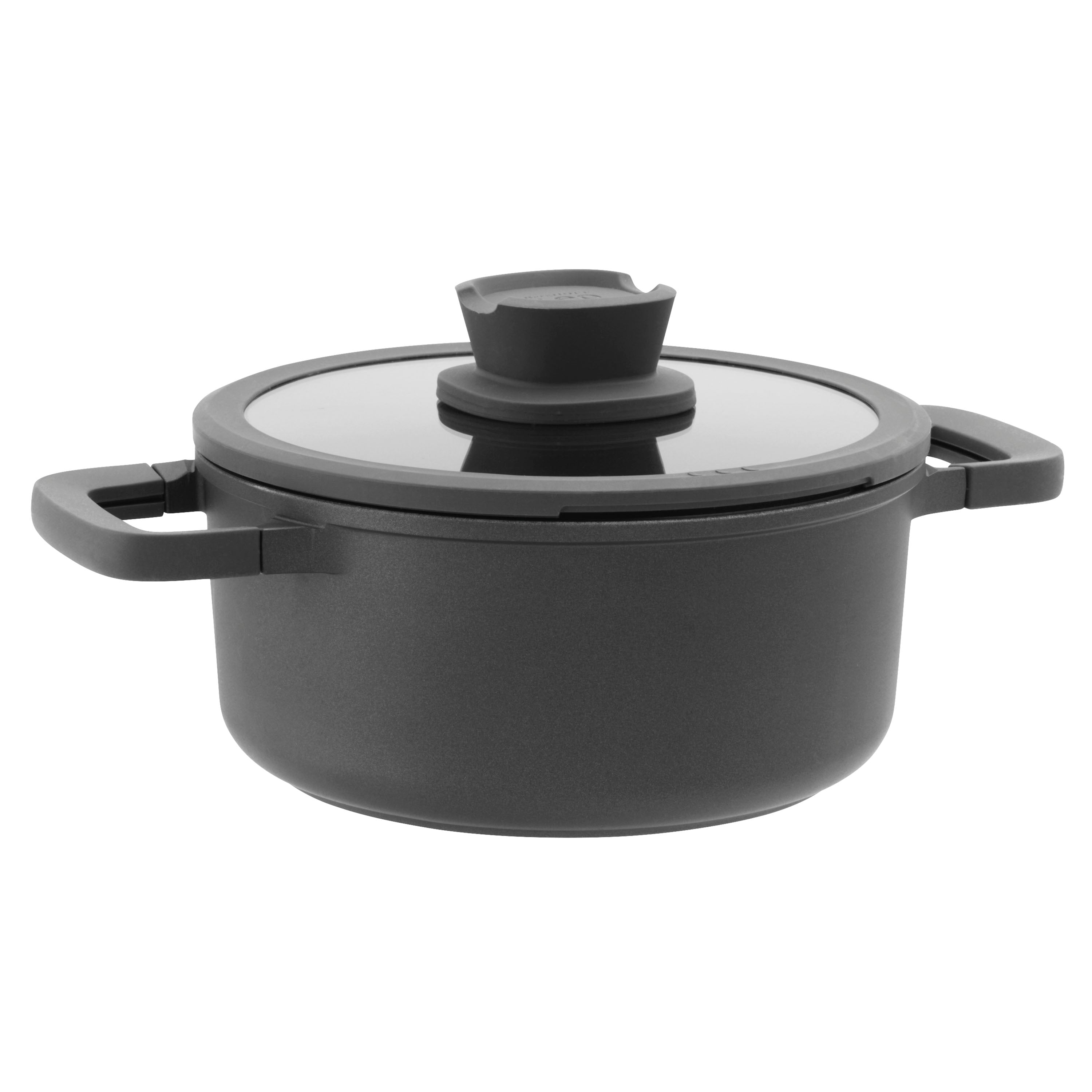 BergHOFF Leo Stone+ Nonstick Ceramic 8-Inch Stockpot 3-Quart with Lid, Recycled Aluminum Cookware - Perfect for Soups, Stews & Pasta Cooking