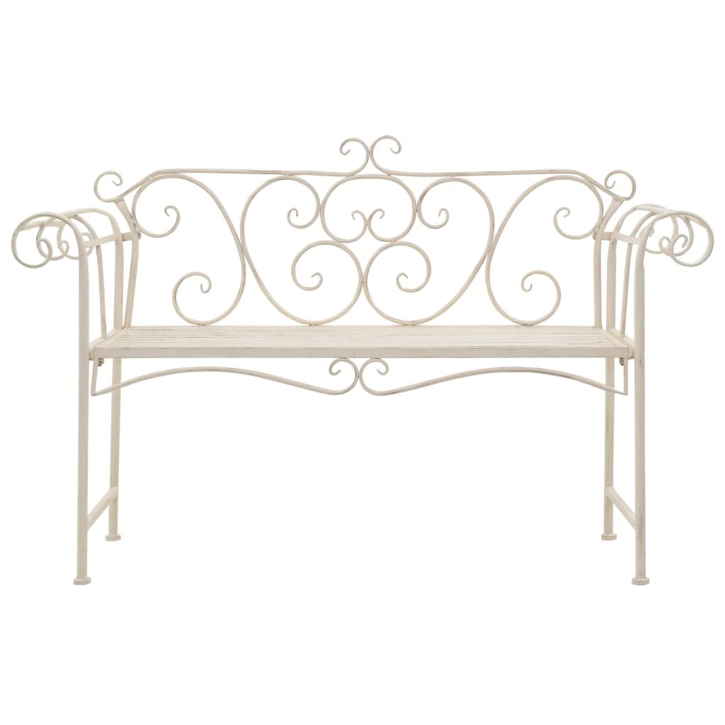 Antique White Cast Iron Love Seat Bench 52
