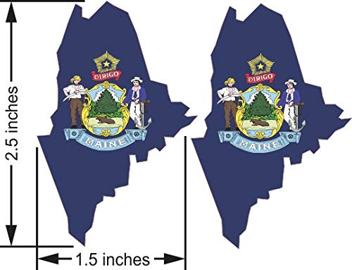Premium Die-Cut Maine Flag Vinyl Stickers - 2 Pack (1.5