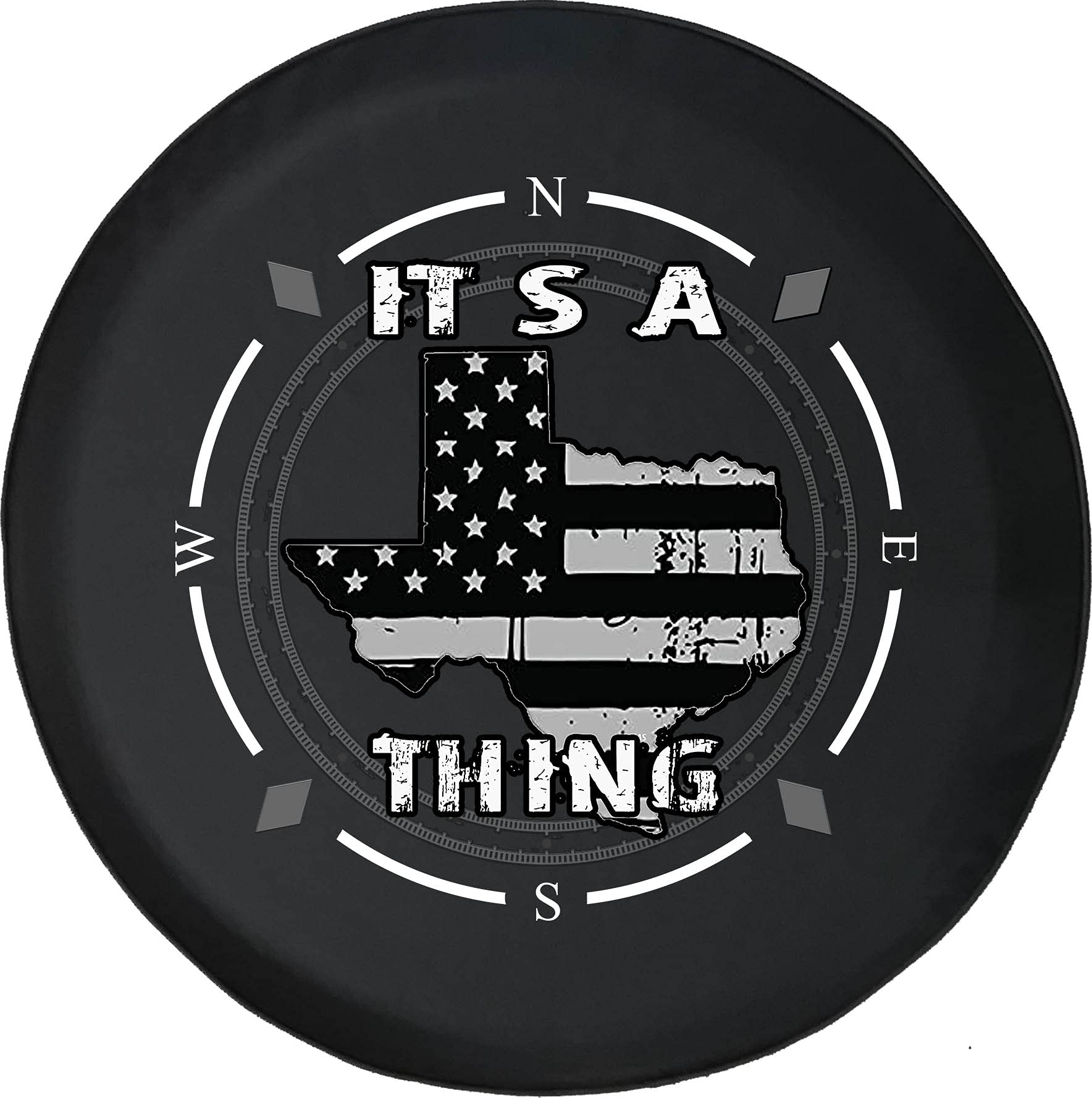 Spare Tire Cover with Compass & Texas Flag Design - Universal Fit for SUV, Trailer, RV & Most Vehicles | Durable Wheel Accessories for Off-Road Adventures & Patriotic Style