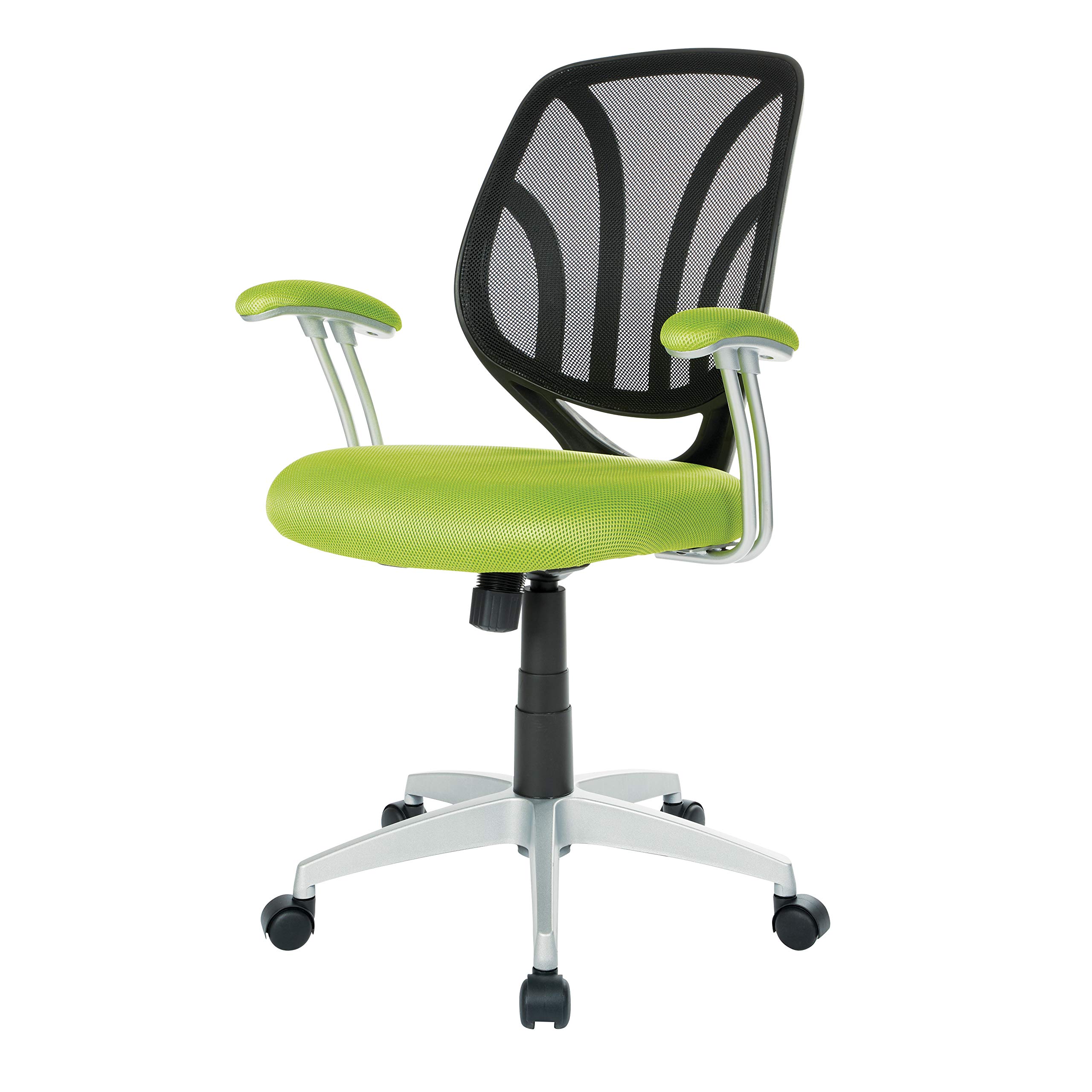 OSP Home Furnishings Ergonomic Office Chair with Padded Seat - Adjustable Back Support & Swivel Base for Home Office, Conference Room, or Workspace - Green Mesh Task Chair for Comfortable All-Day Sitting
