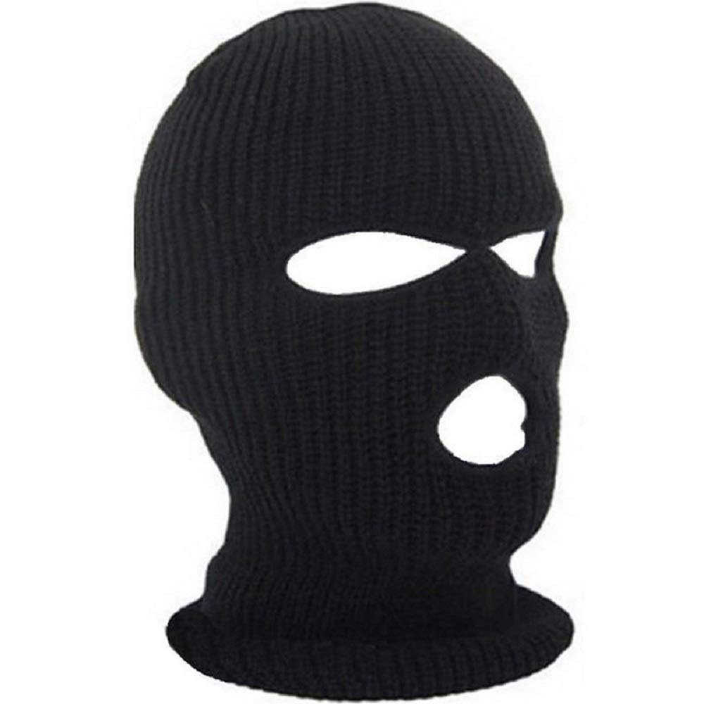 3 Hole Knitted Full Face Cover Mask - Winter Balaclava for Skiing & Snow Sports - Warm Neck Warmer & Beanie Hat for Outdoor Activities (Hiking, Running, Cycling)