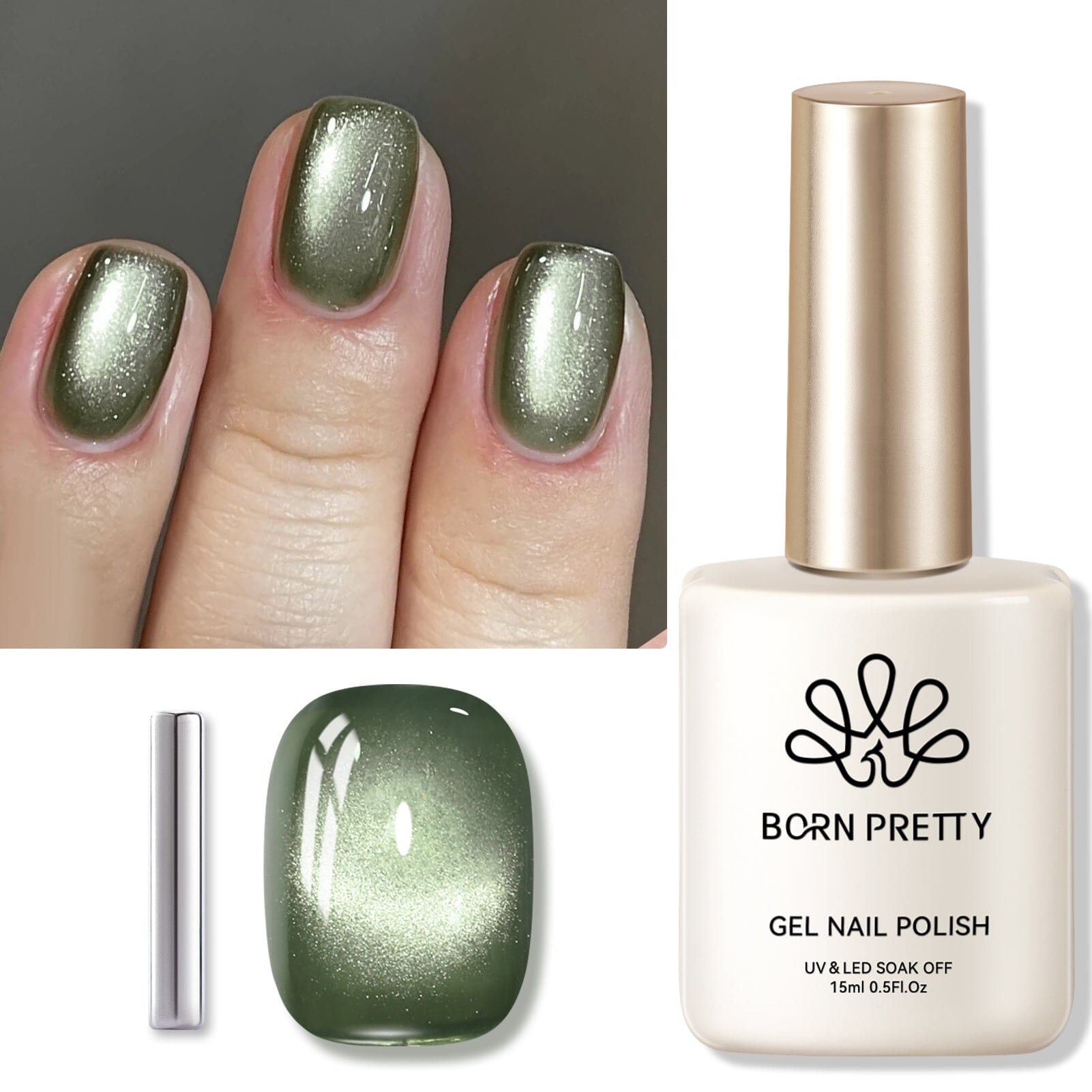 Green Cat Magnetic Gel Polish MY41 Dark Emerald 15ml - Professional Nail Art Gel for Salon & Home Manicure - Perfect for Special Occasions & Everyday Wear