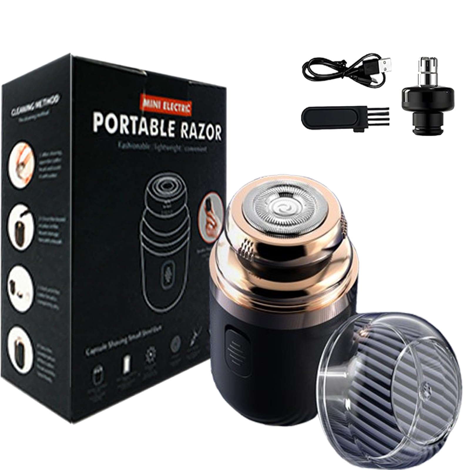 Portable Electric Shaver for Men & Women - Mini Capsule Razor with Multifunctional Design, Rechargeable & Waterproof for Travel, Gym, and Daily Use (Black)