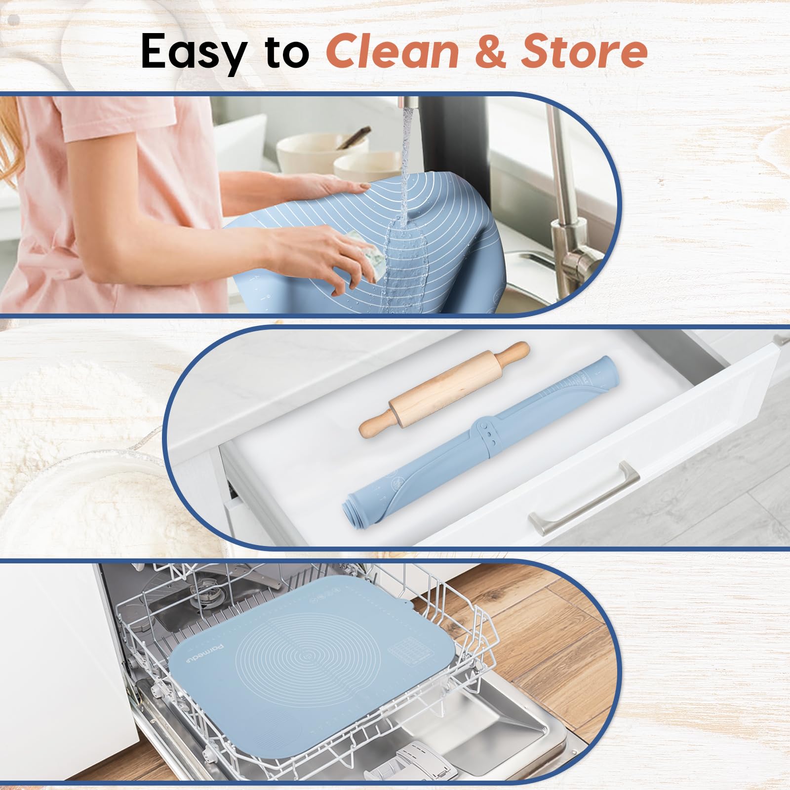 Non-Stick Silicone Baking Mat 26x18 Inches - Thick Dough Kneading Pastry Mat with Scraper, Storage Belt & Anti-Spill Edge | Heat Resistant Magnetic Countertop Mat for Bread, Cookies & Pastry Making | Perfect for Home Bakers & Professional Kitchens