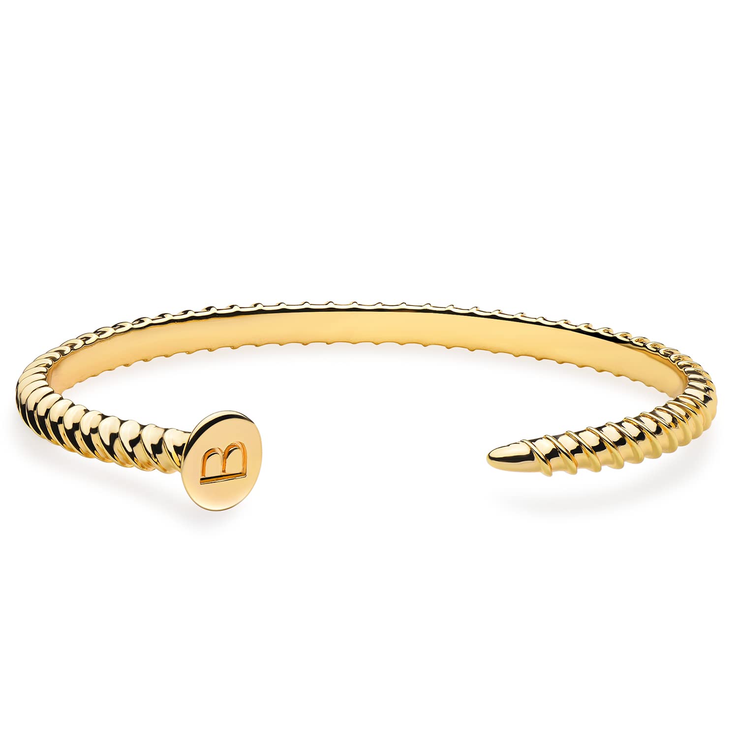 MEVECCO 18K Gold Plated Initial Nail Cuff Bracelet - Handmade Dainty Letter Cuff Bangle for Women - Elegant Jewelry Gift for Birthday, Anniversary & Special Occasions