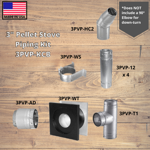 Comfortbilt Duravent 3 Inch Pellet Stove Pipe Kit - Galvalume Steel, No Elbow Included - Venting System for Wood Pellet Stoves & Heating Appliances - Perfect for Home, Cabin, and Garage Heating Solutions